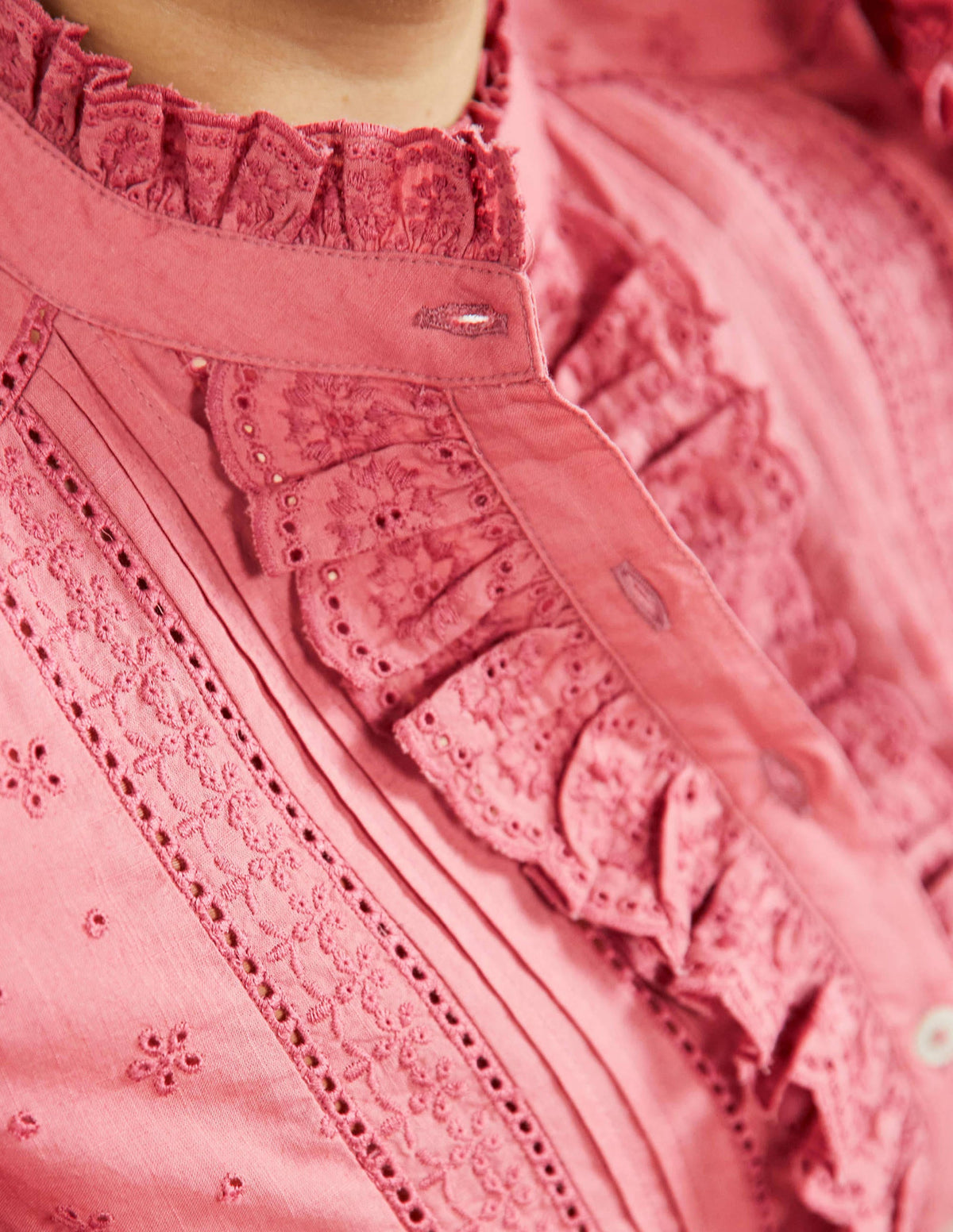 Iris Broderie Shirt-Dusty Red-2