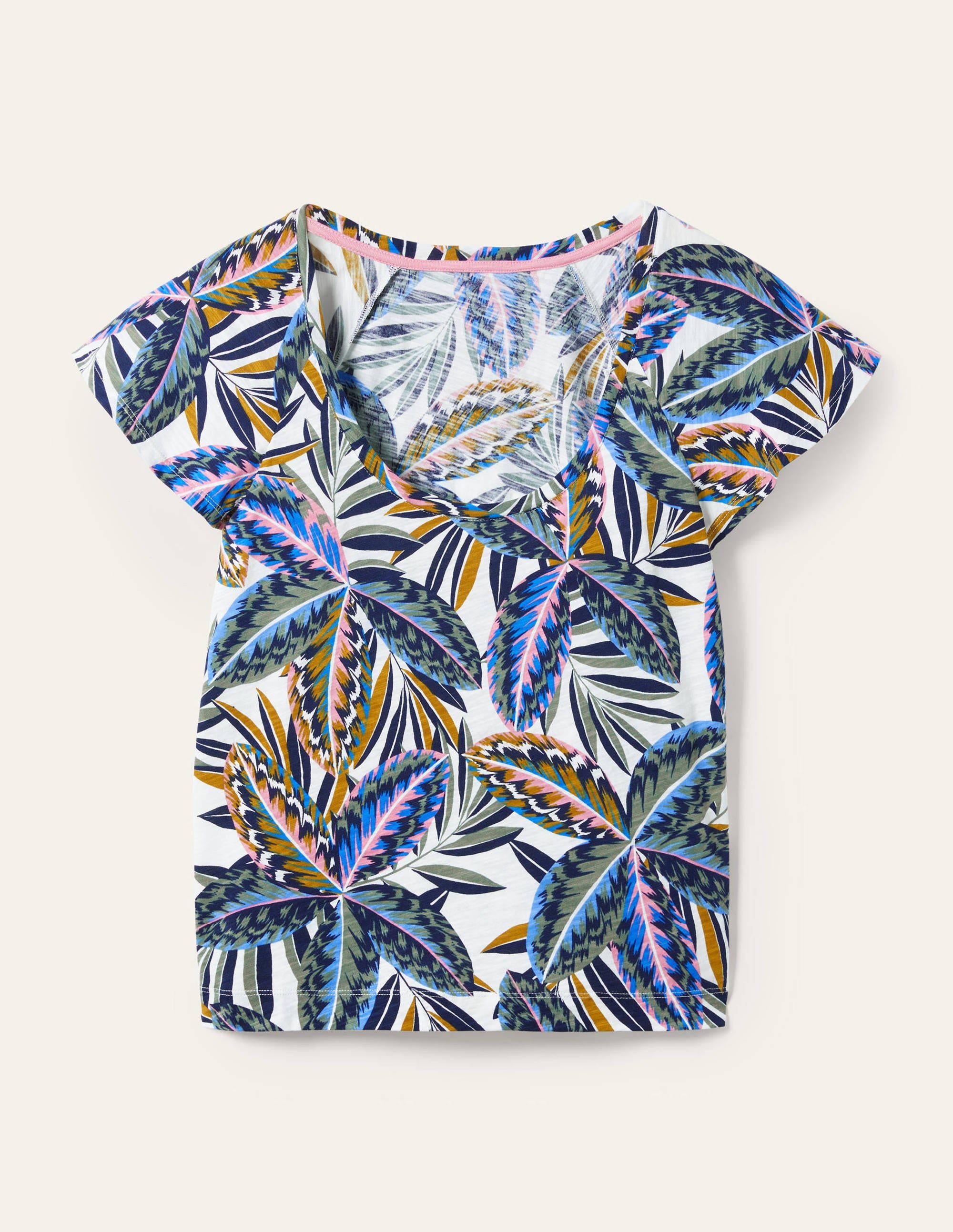 Scoop Flutter Sleeve T-Shirt-Multi, Exotic Leaves - Image 5