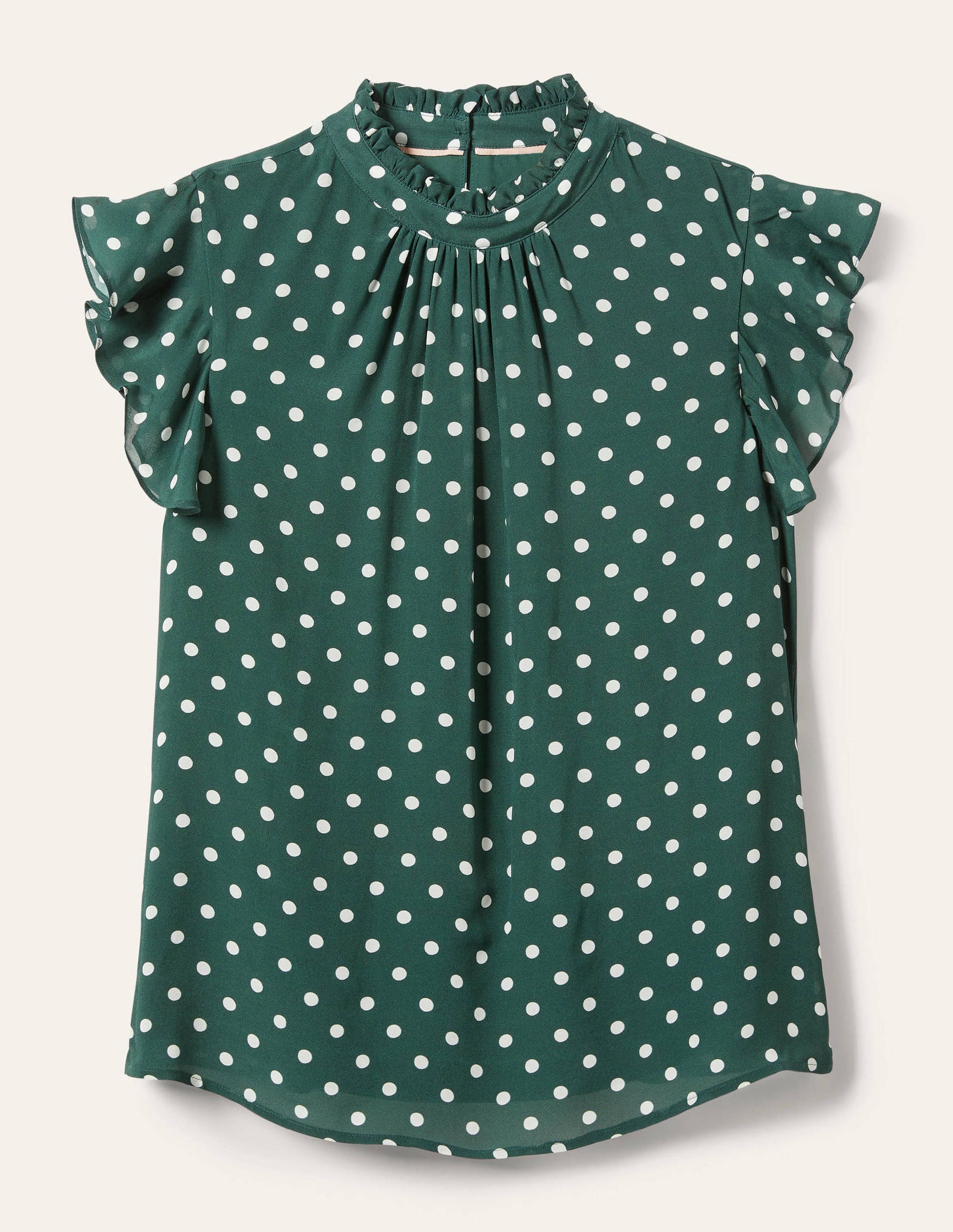 High Neck Sleeveless Top-Trekking Green, Regular Dot-5
