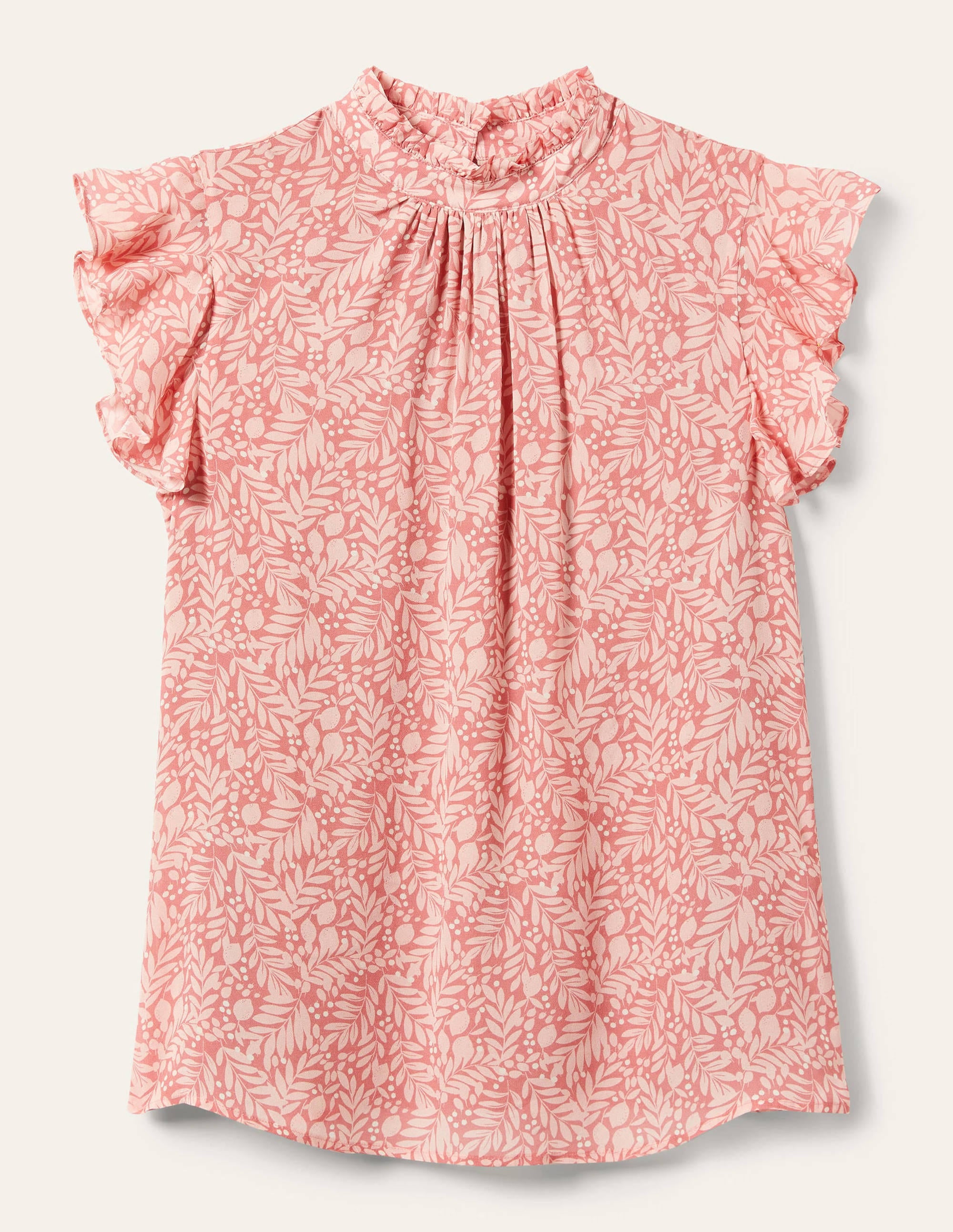 High Neck Sleeveless Top-Milkshake, Lemon Foliage - Image 5