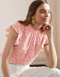 High Neck Sleeveless Top-Milkshake, Lemon Foliage