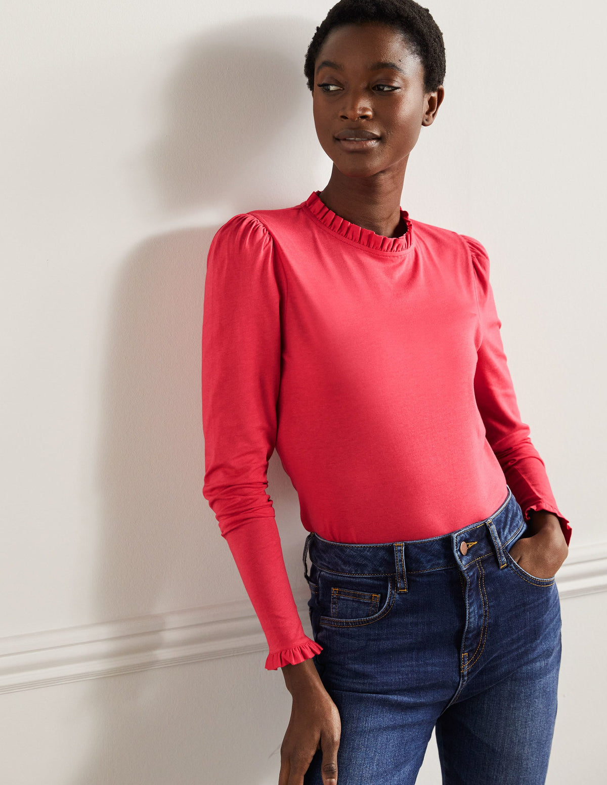Supersoft Frill Detail Top-Radish - Image 1