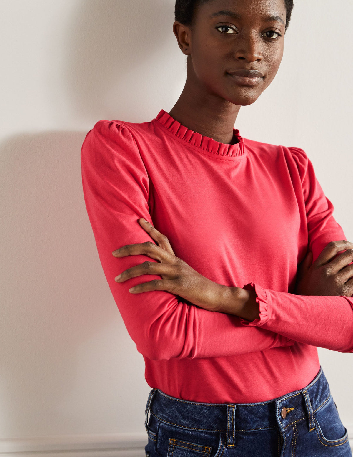 Supersoft Frill Detail Top-Radish - Image 4