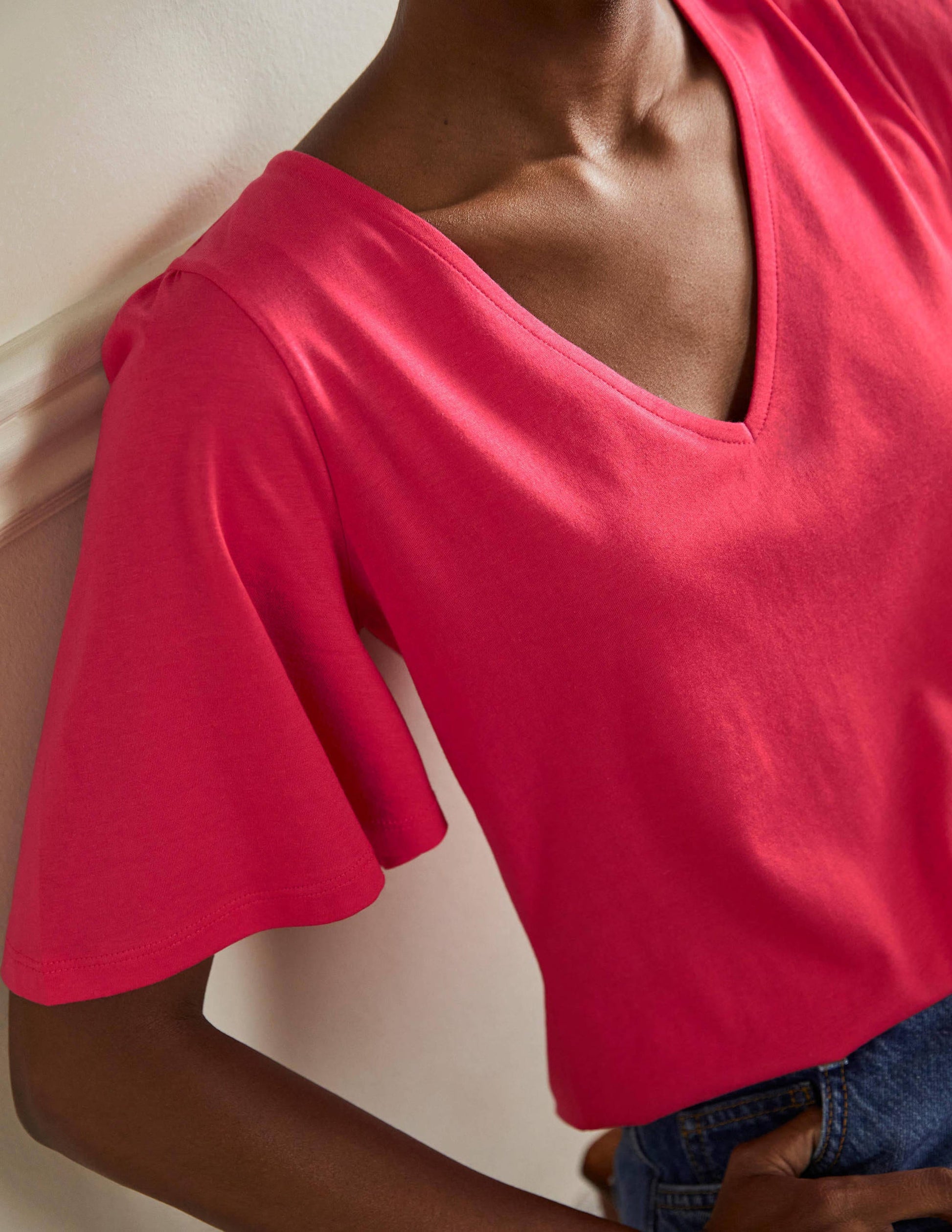 Supersoft Flutter Sleeve Top-Radish-2