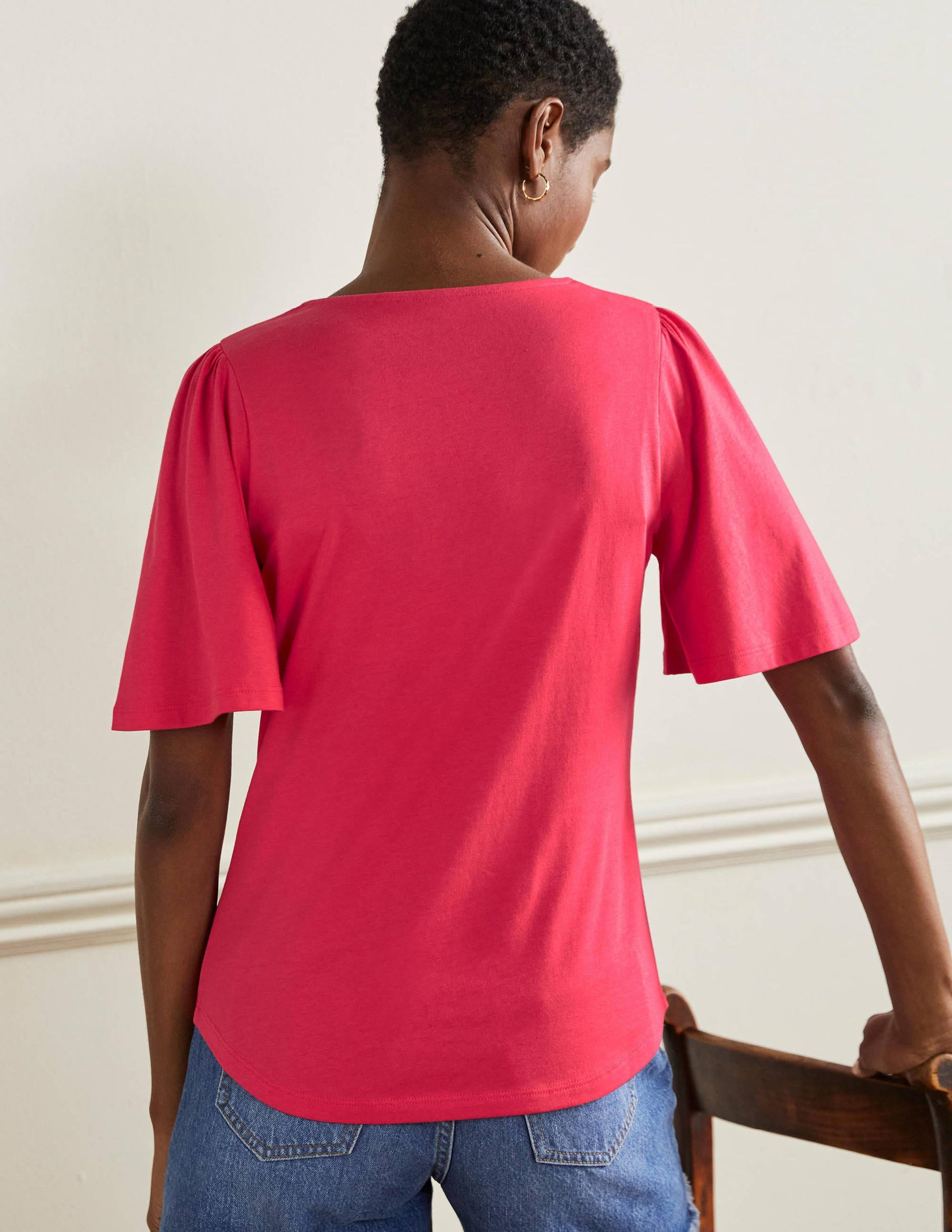 Supersoft Flutter Sleeve Top-Radish-3