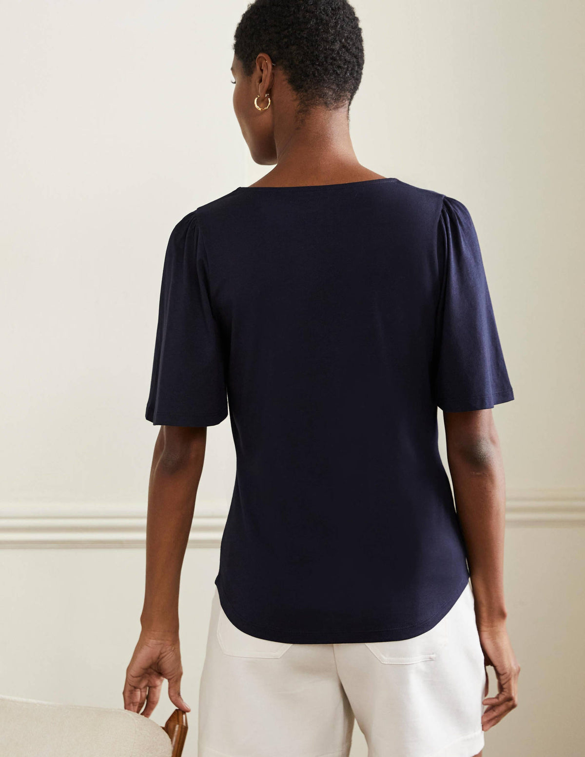 Supersoft Flutter Sleeve Top-Navy - Image 3