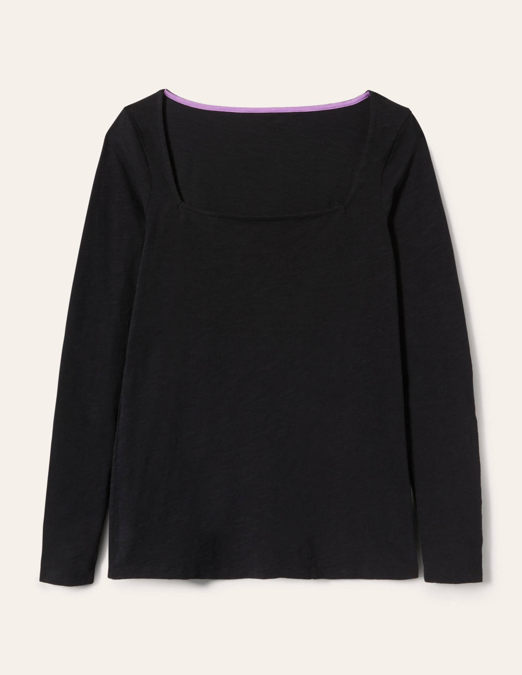 Cotton Square Neck Top-Black - Image 4
