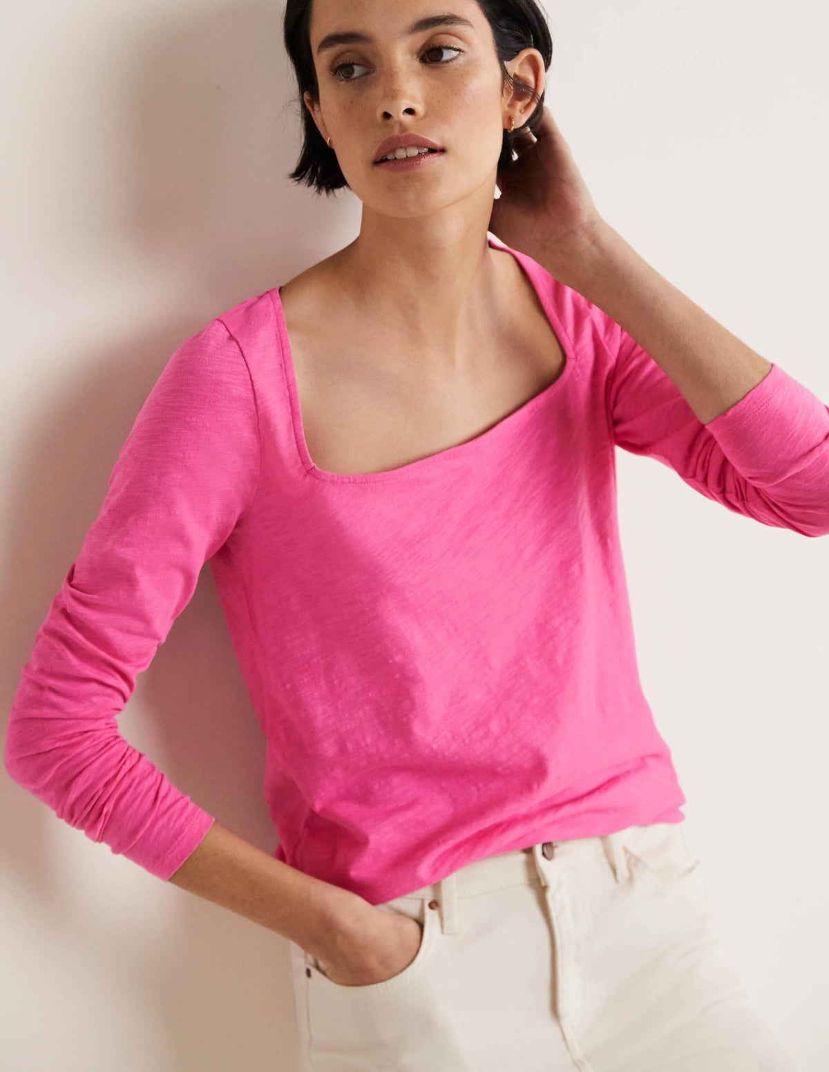 Cotton Square Neck Top-Festival Pink - Image 1