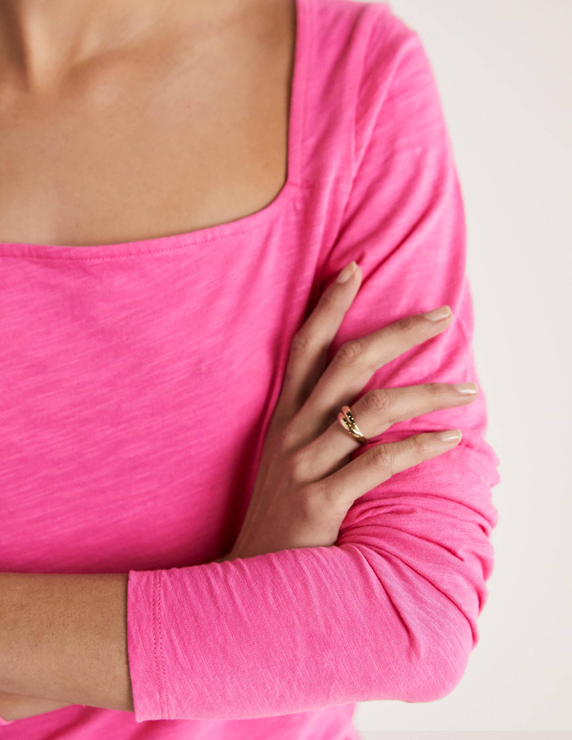 Cotton Square Neck Top-Festival Pink - Image 2