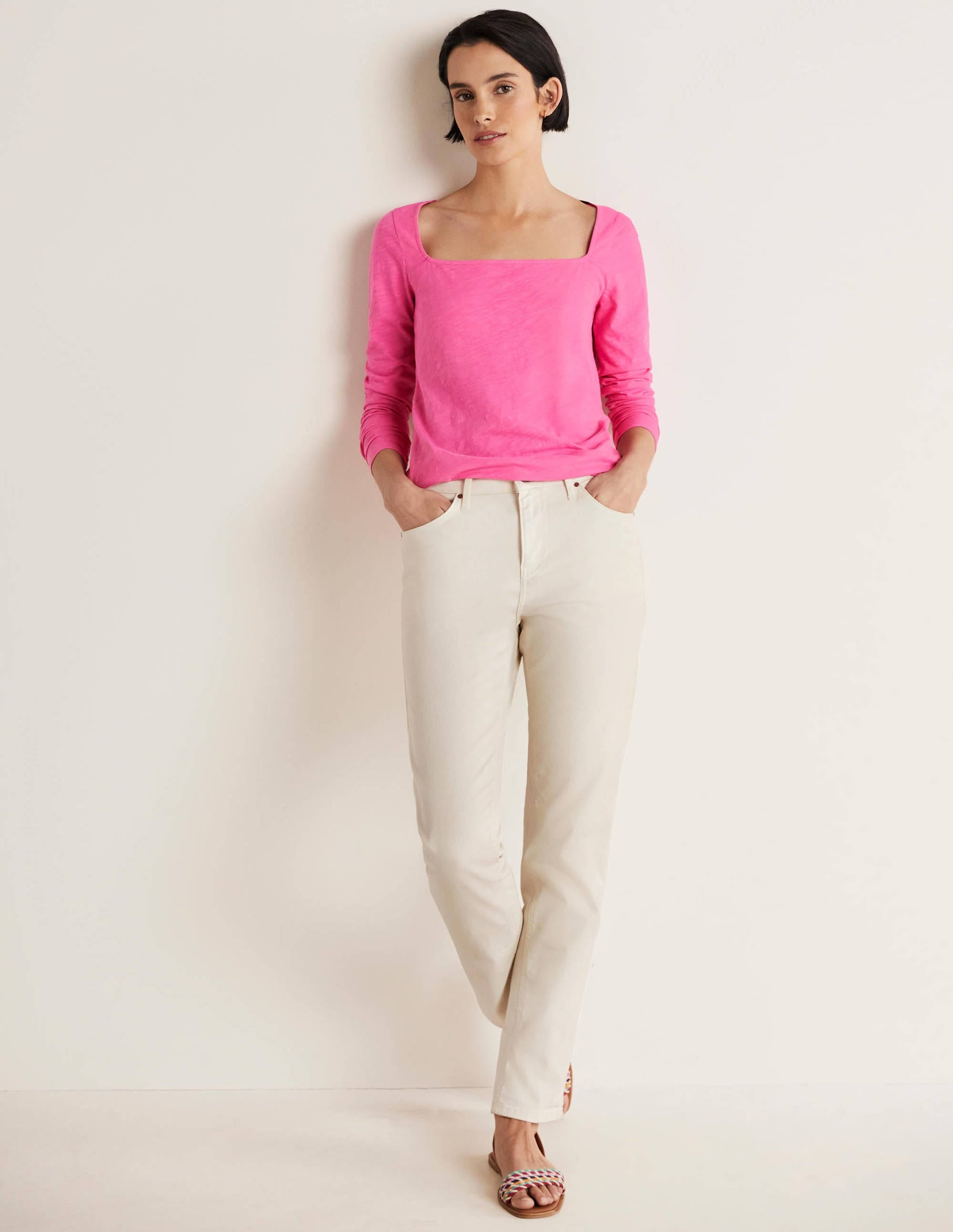 Cotton Square Neck Top-Festival Pink - Image 4