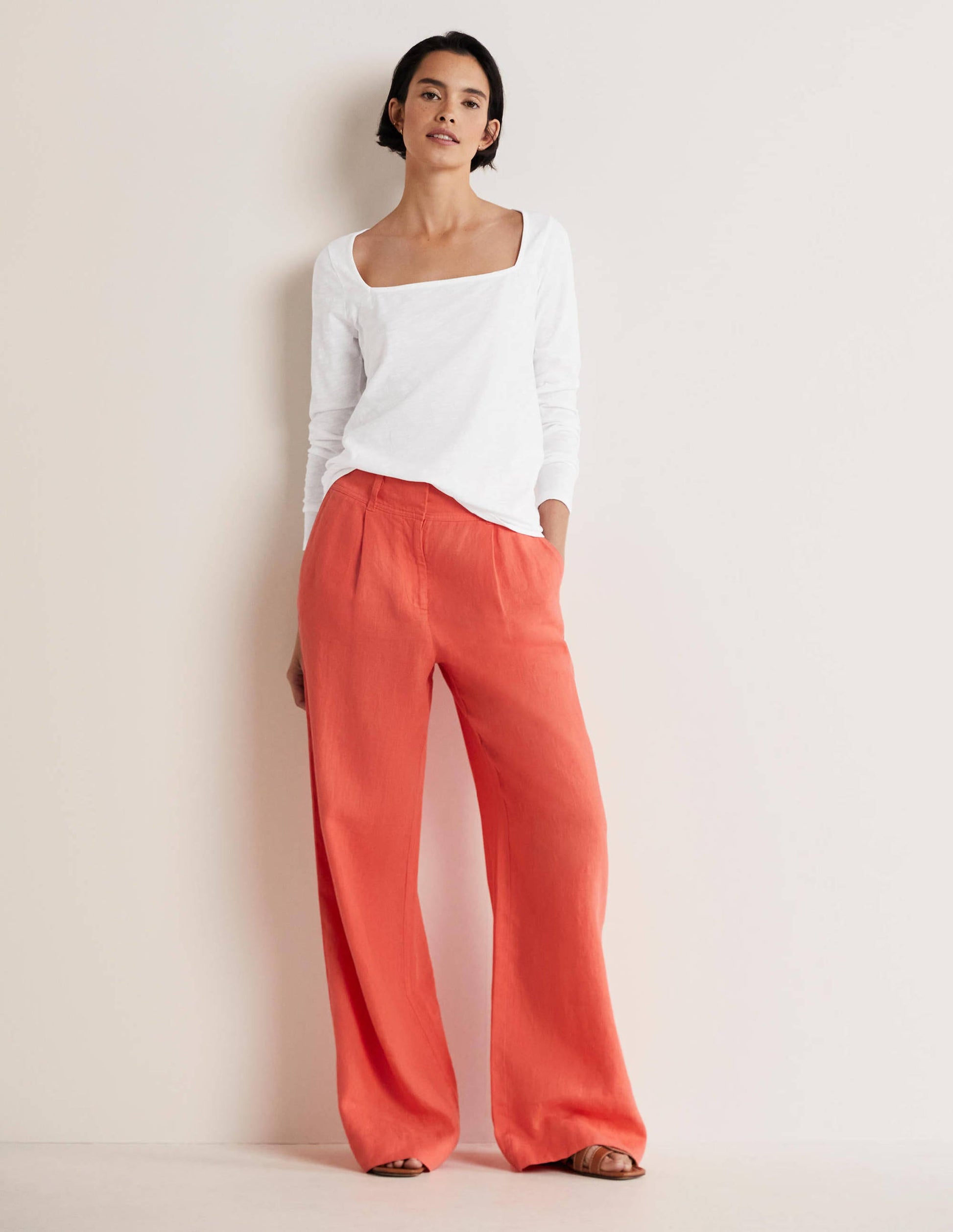 Cotton Square Neck Top-White-1