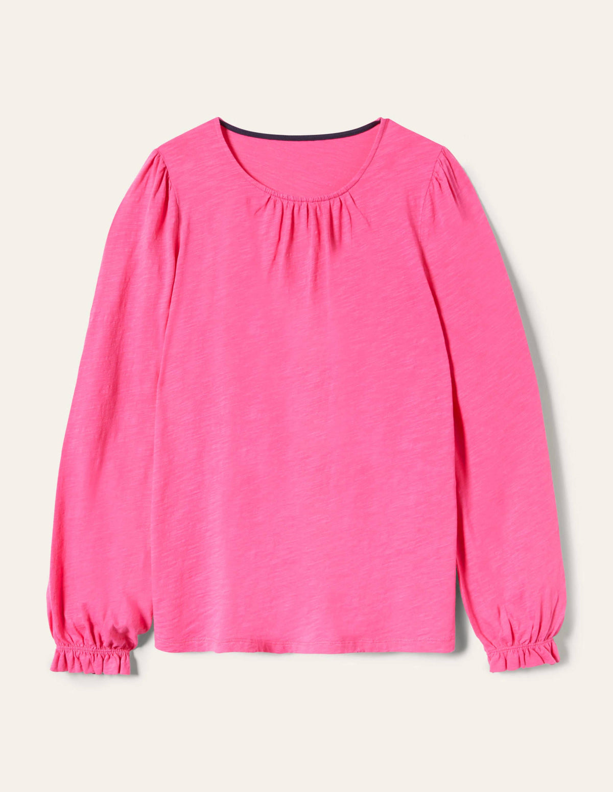Blouson Cotton Crew Neck Top-Festival Pink-5