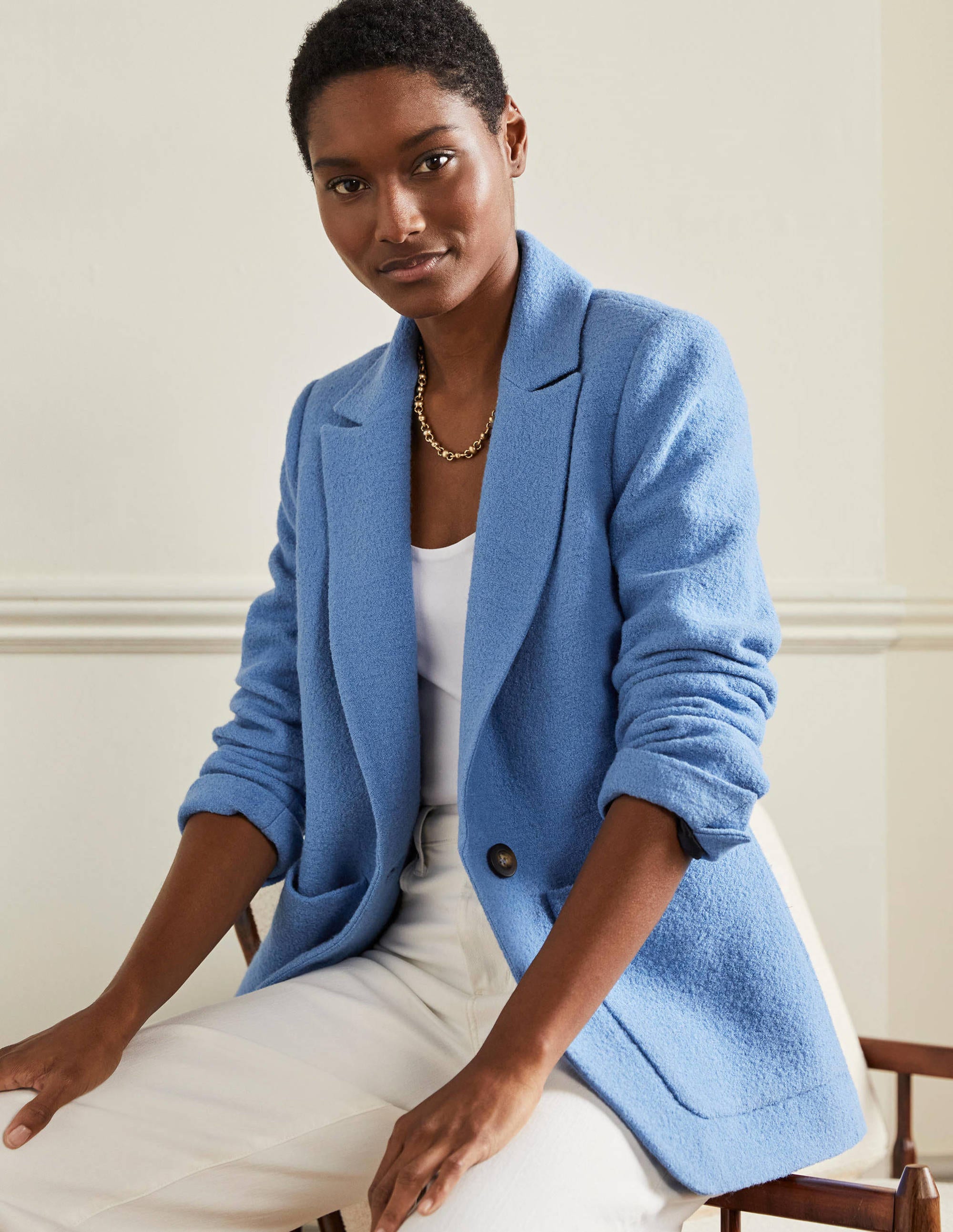 Bella Textured Wool Blazer-Grape Hyacinth - Image 4