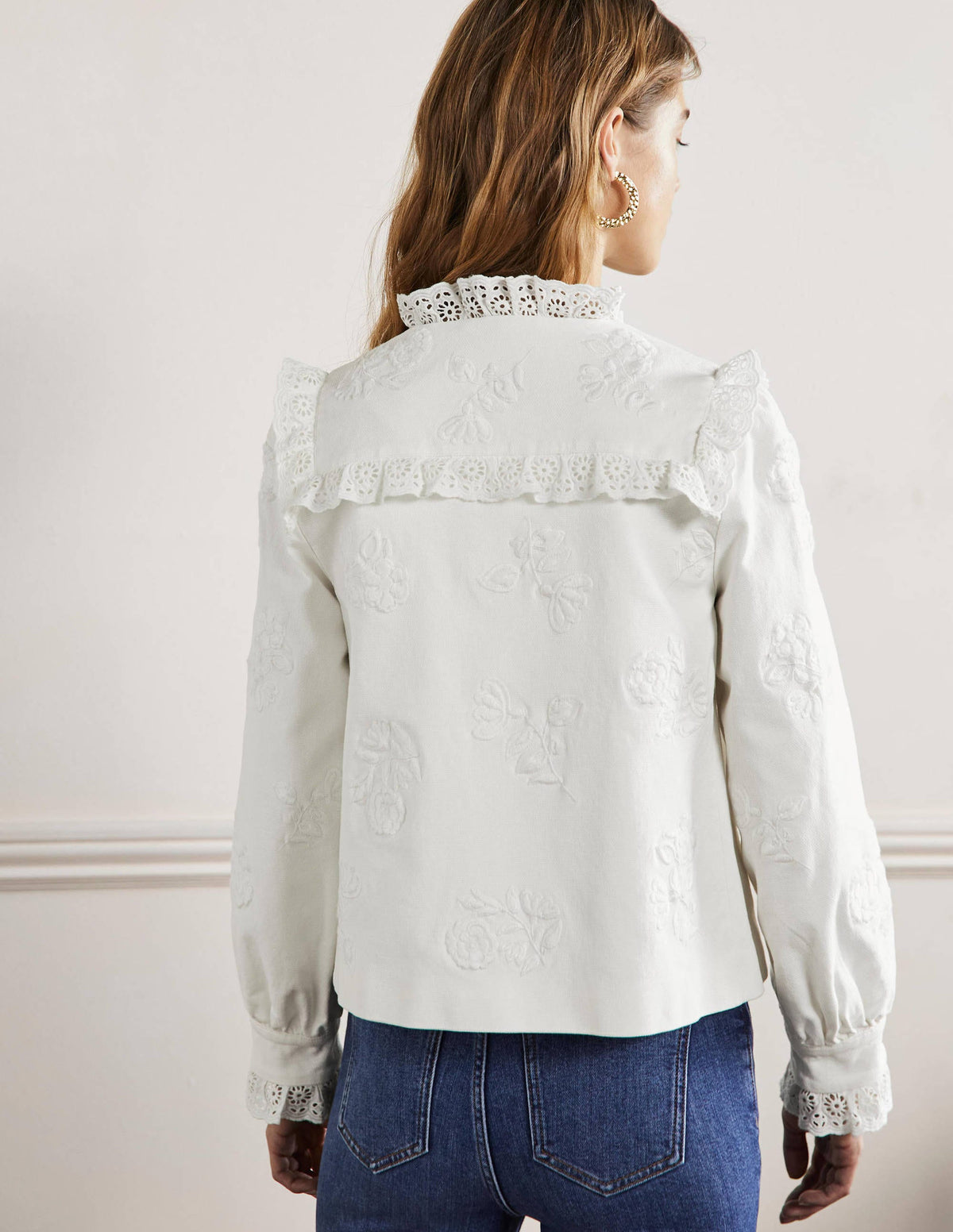 Cotton Broderie Jacket-Ivory - Image 3