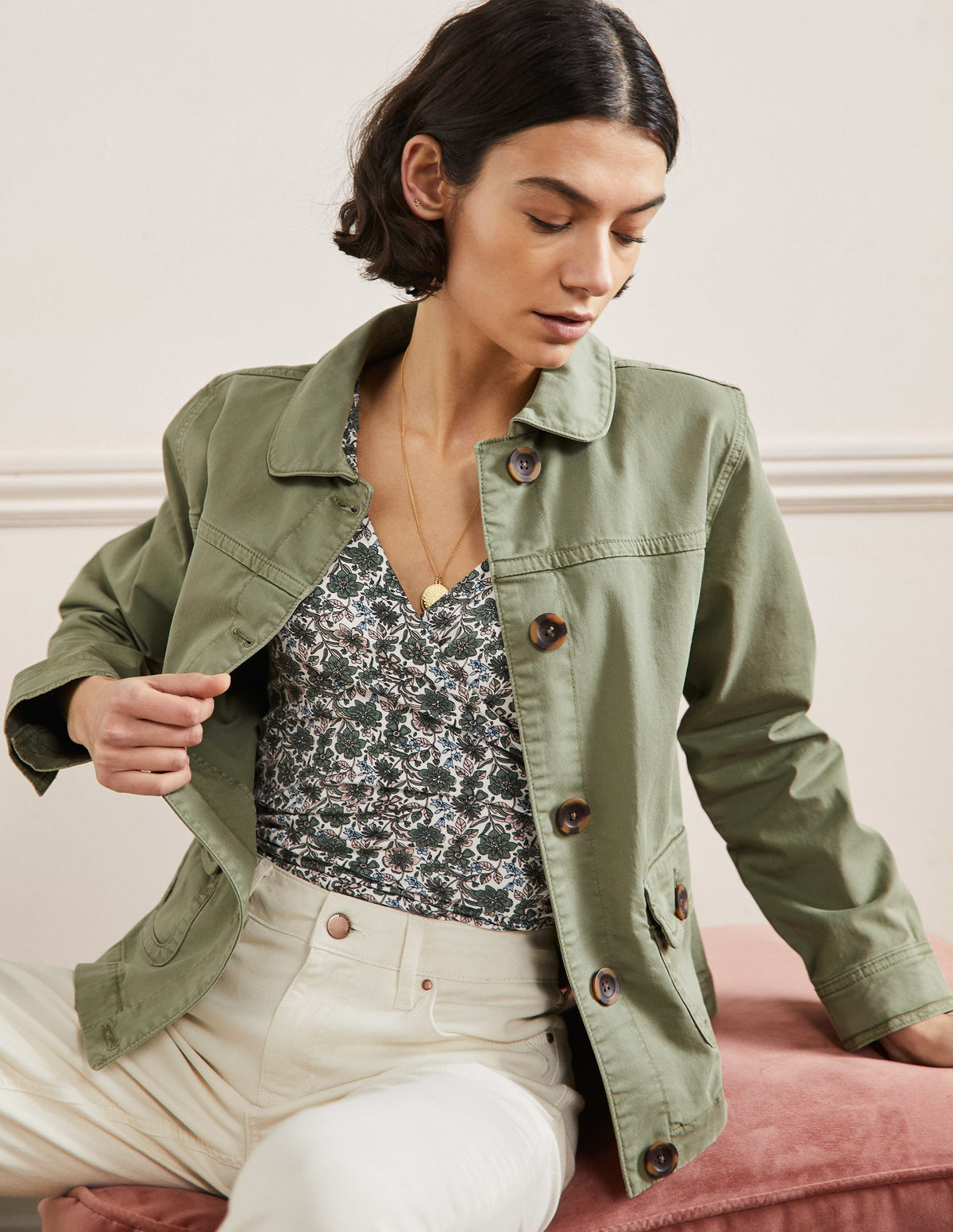 Patch Pocket Chore Jacket-Rainforest Green - Image 4