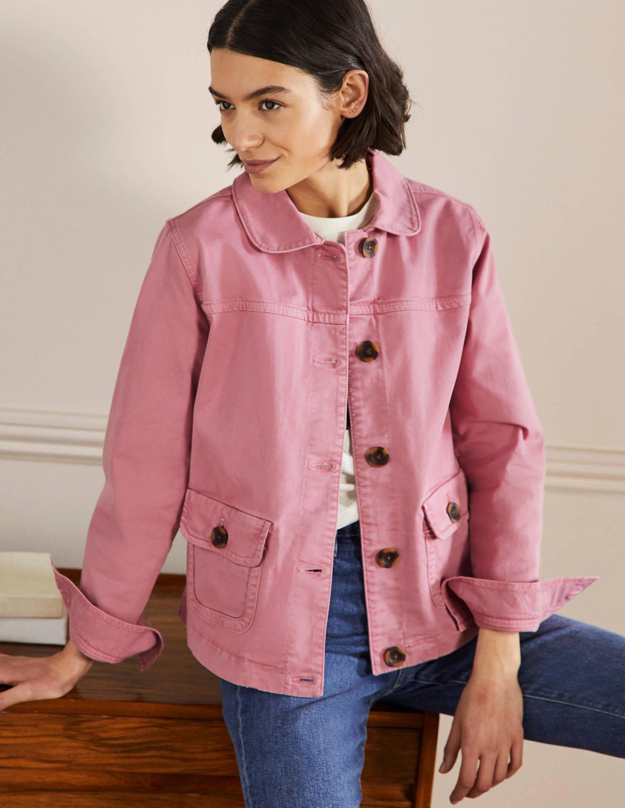Patch Pocket Chore Jacket-Cherry Smoothie - Image 1