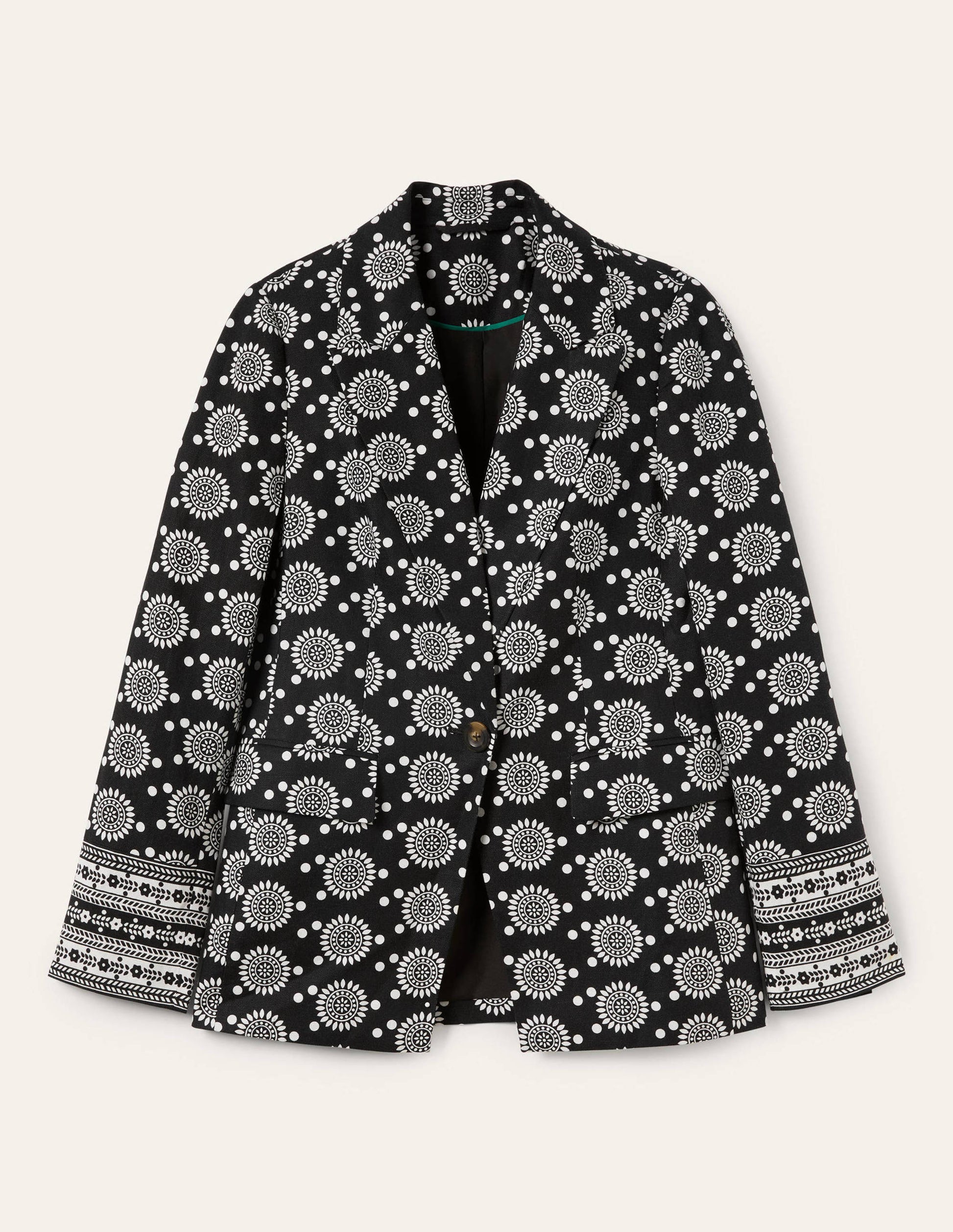 Thea Tailored Linen Blazer-Black, Sun Geo-5