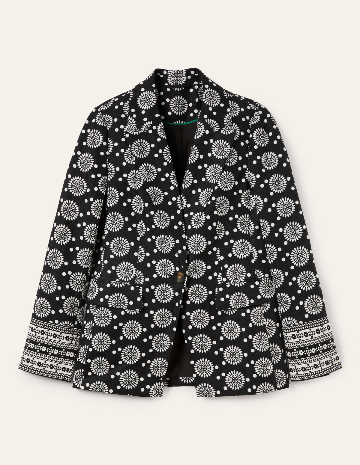 Thea Tailored Linen Blazer-Black, Sun Geo - Image 5