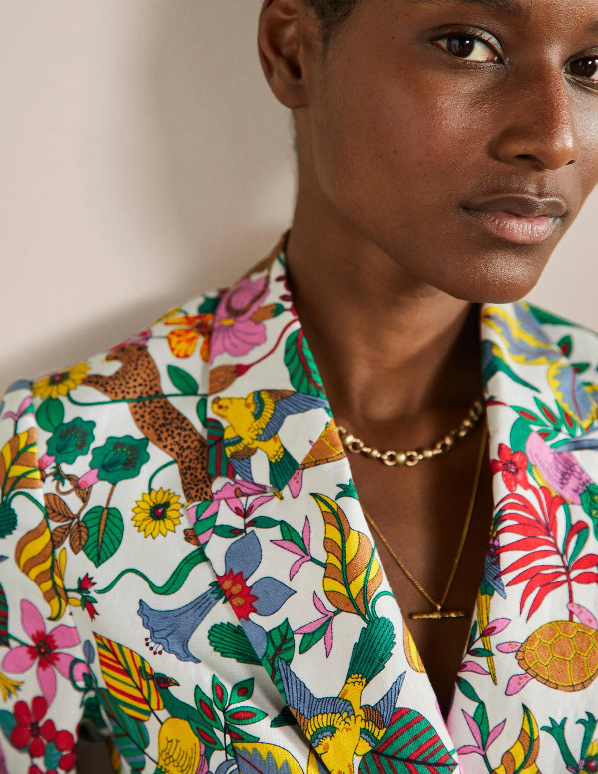 Thea Tailored Linen Blazer-Multi, Exotic Paradise-2