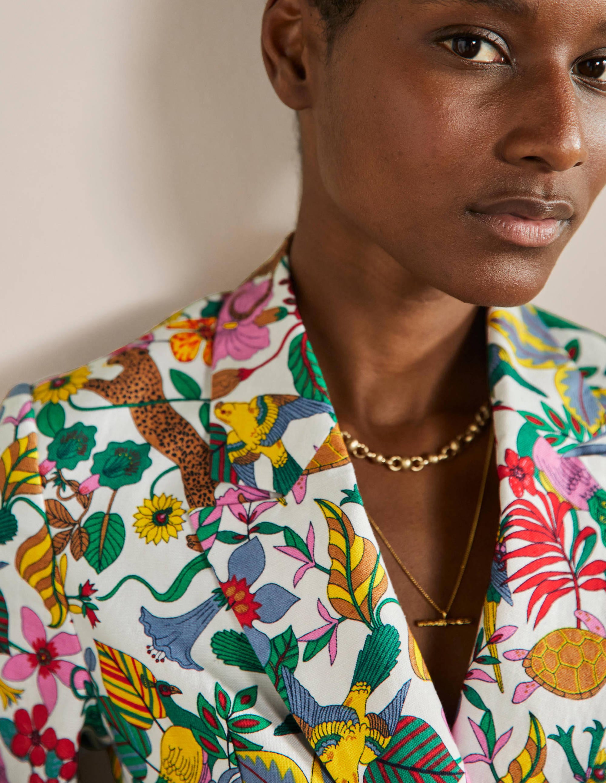 Thea Tailored Linen Blazer-Multi, Exotic Paradise - Image 2