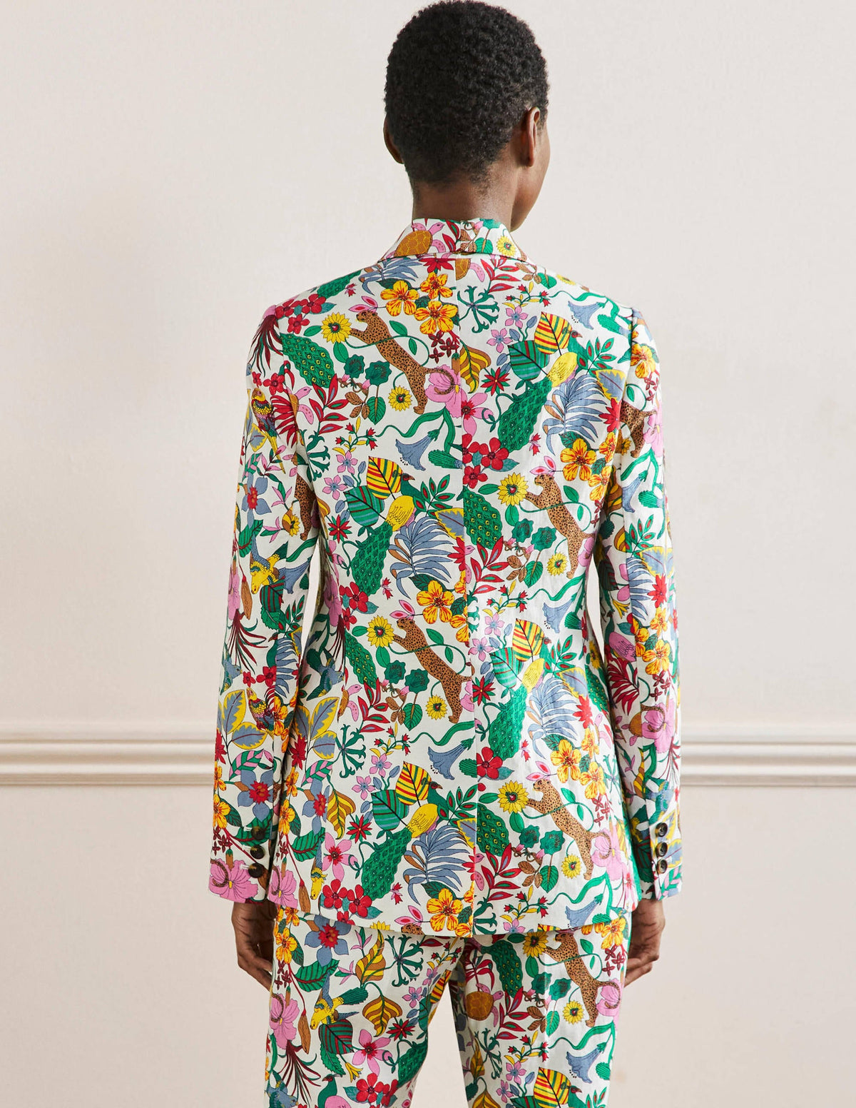 Thea Tailored Linen Blazer-Multi, Exotic Paradise - Image 3