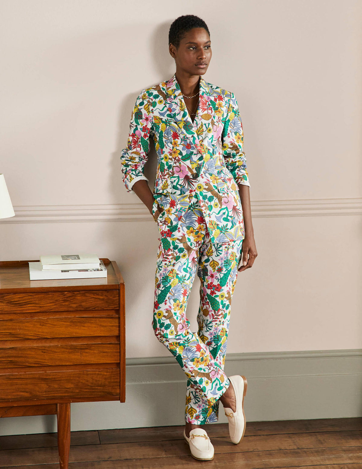 Thea Tailored Linen Blazer-Multi, Exotic Paradise - Image 4
