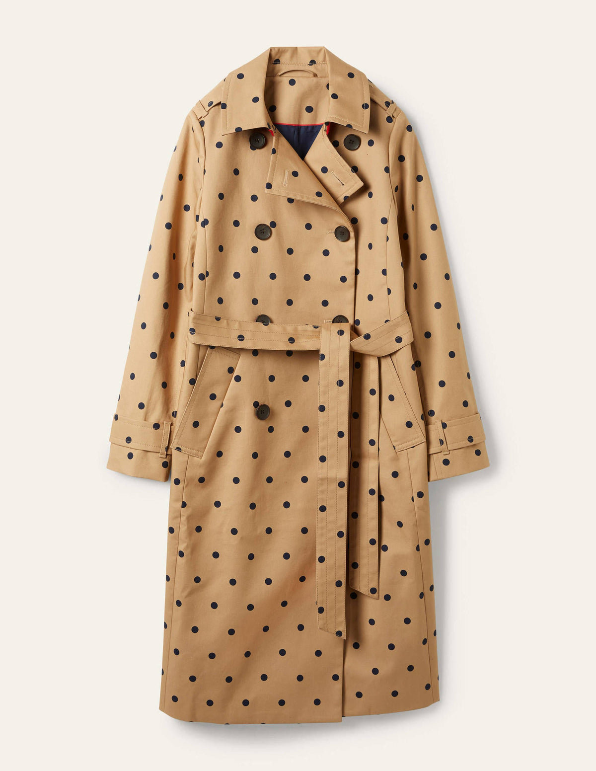 Printed Cotton Trench Coat-Ground Ginger, Spot-6