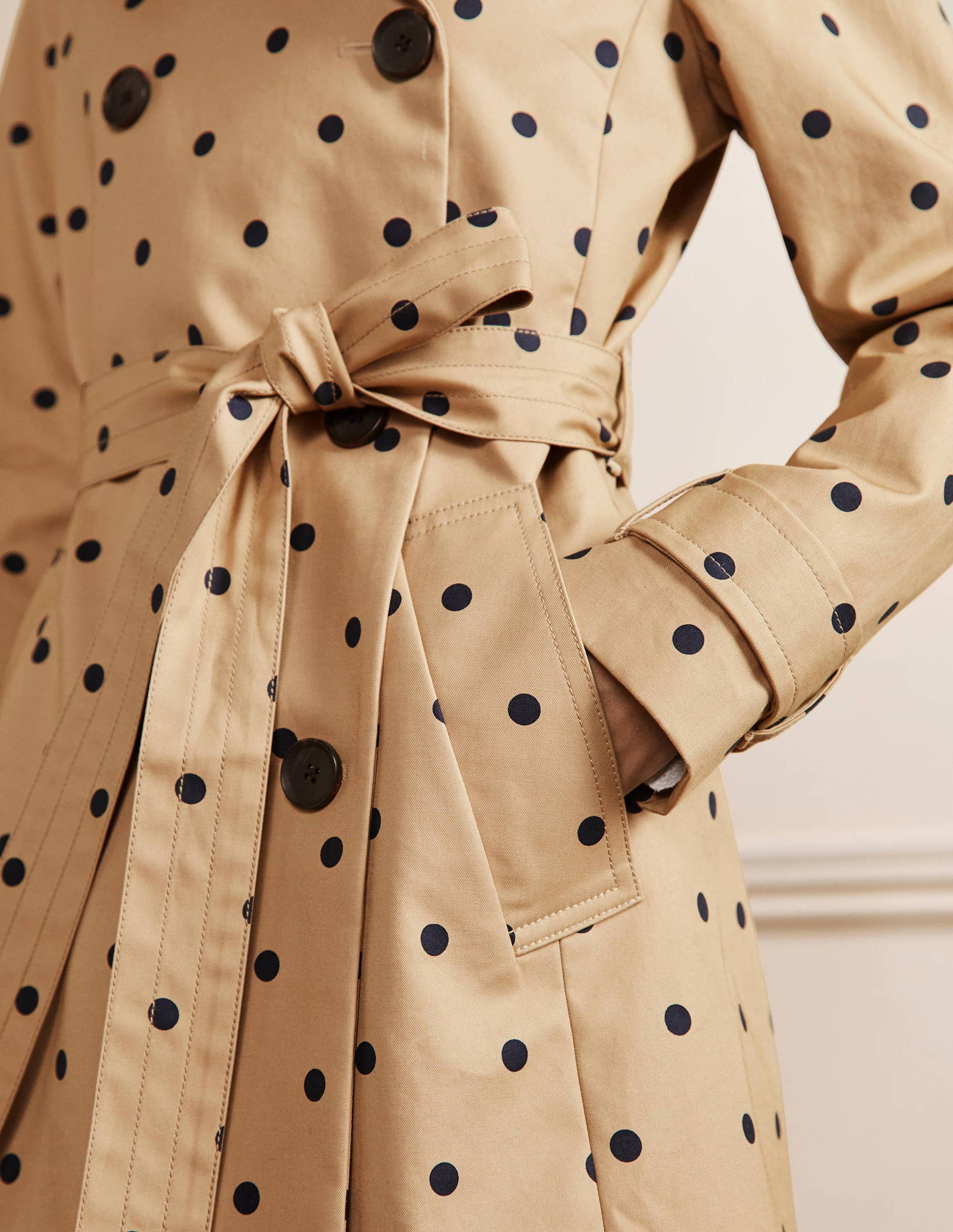 Printed Cotton Trench Coat-Ground Ginger, Spot-2