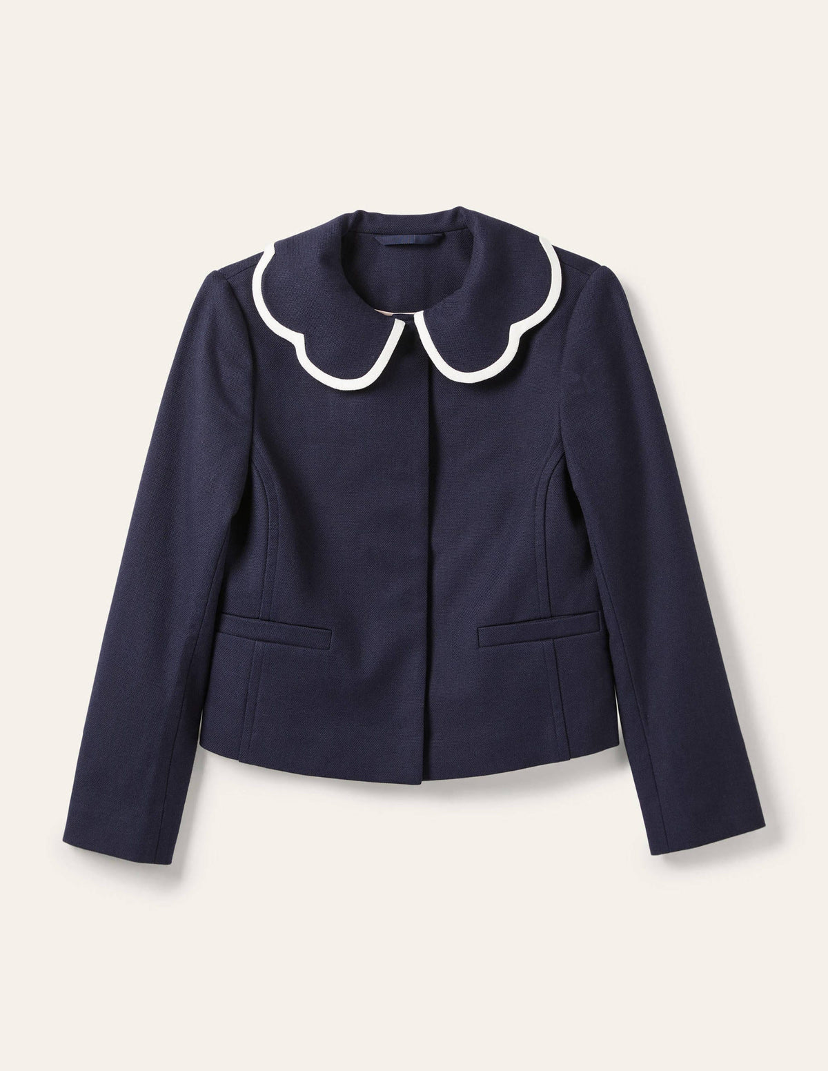 Scallop Collared Jacket-Navy - Image 5