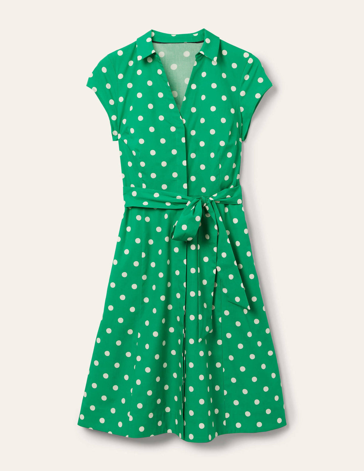 Short Sleeve Shirt Dress-Green, Regular Dot-6