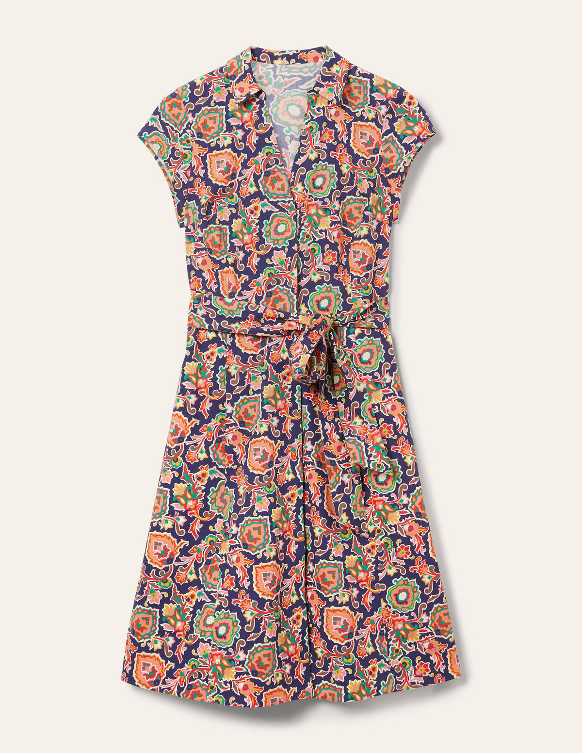 Short Sleeve Shirt Dress-Midnight, Decorative Blooms-5