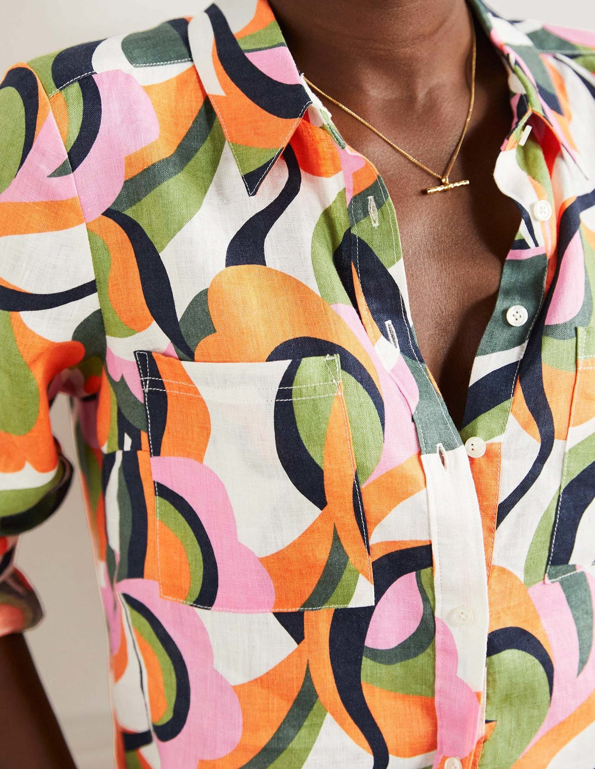 Linen Shirt-Multi, Abstract Swirl-6