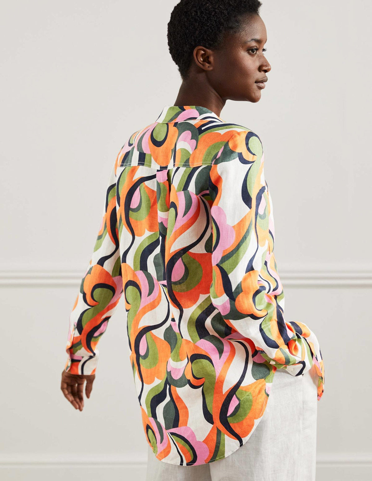 Linen Shirt-Multi, Abstract Swirl - Image 7