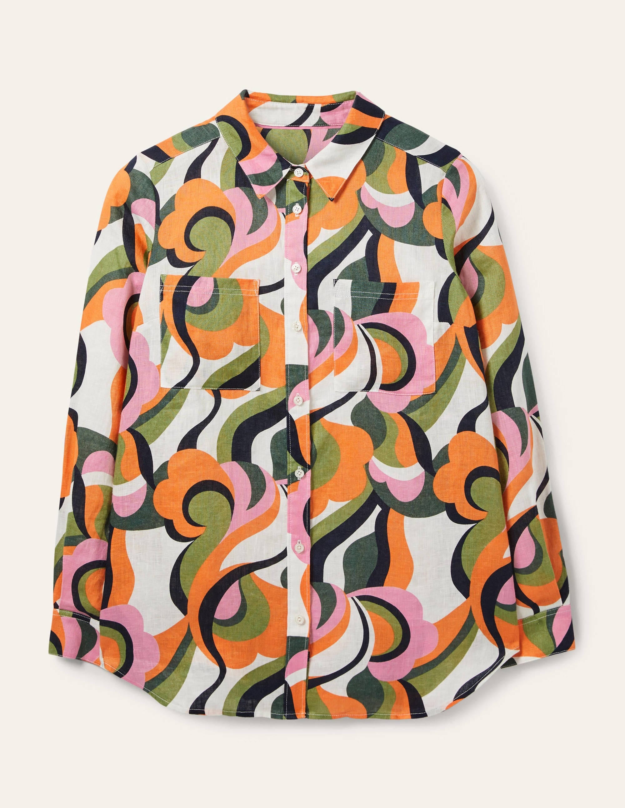 Linen Shirt-Multi, Abstract Swirl - Image 10