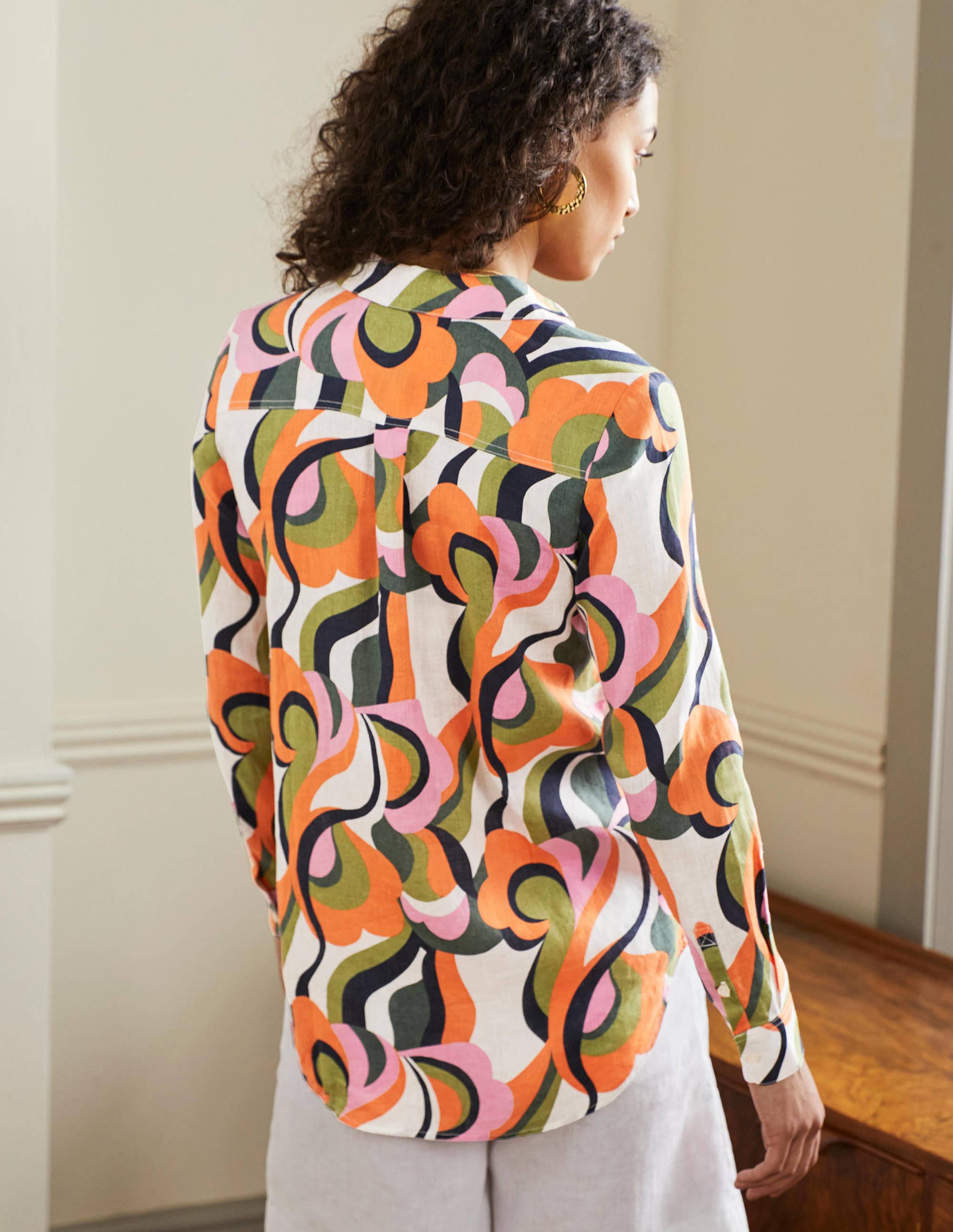 Linen Shirt-Multi, Abstract Swirl - Image 3