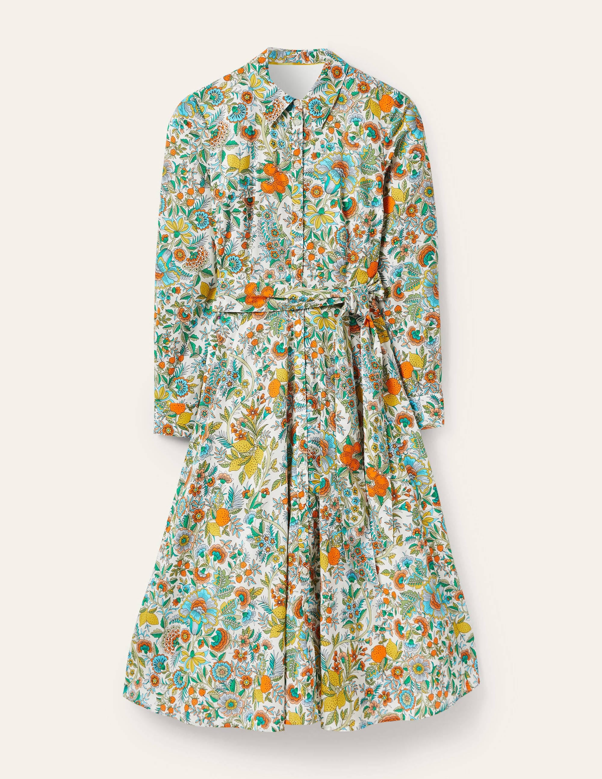 Kitty Midi Shirt Dress-Ivory, Lemon Fizz - Image 6