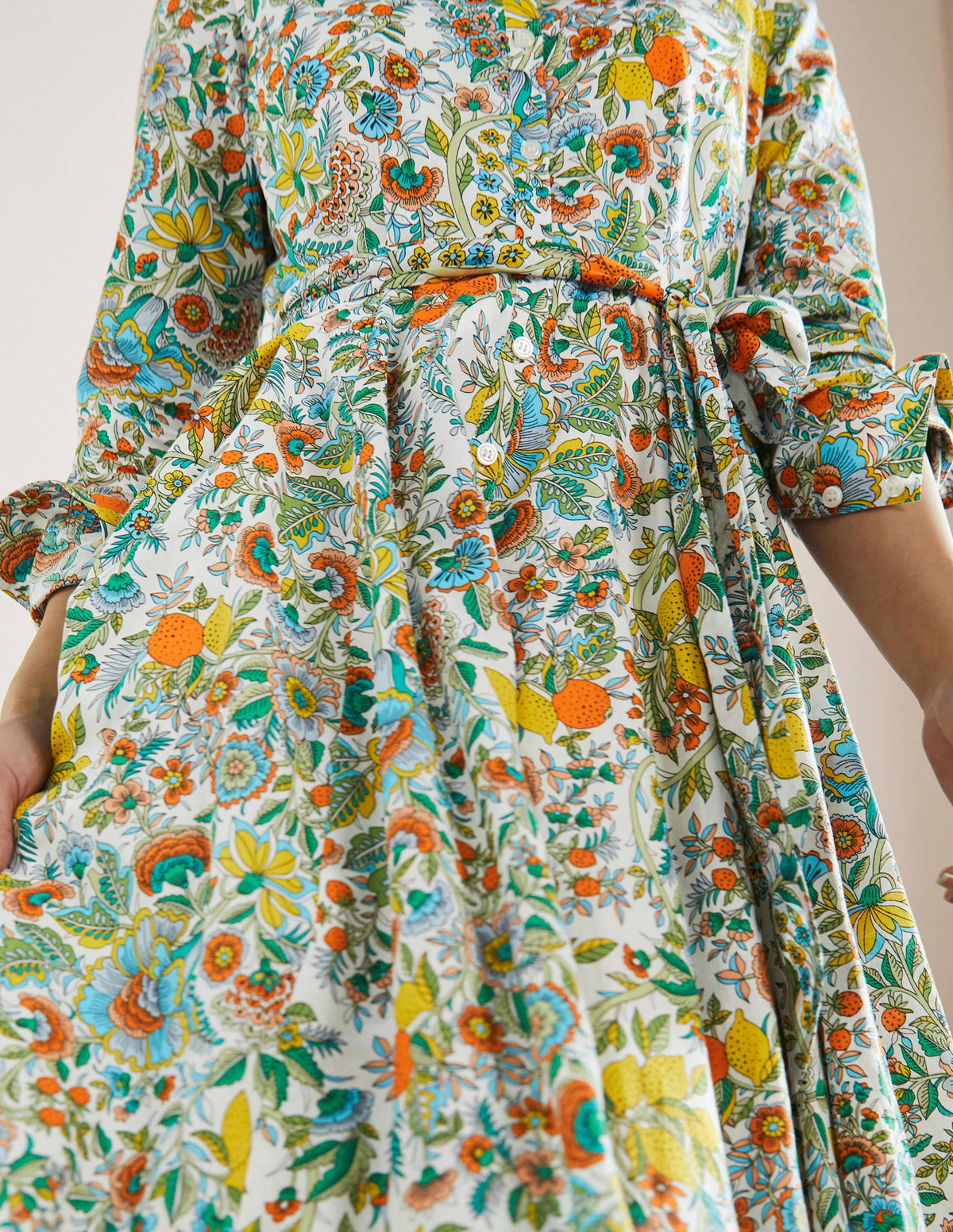 Kitty Midi Shirt Dress-Ivory, Lemon Fizz - Image 5