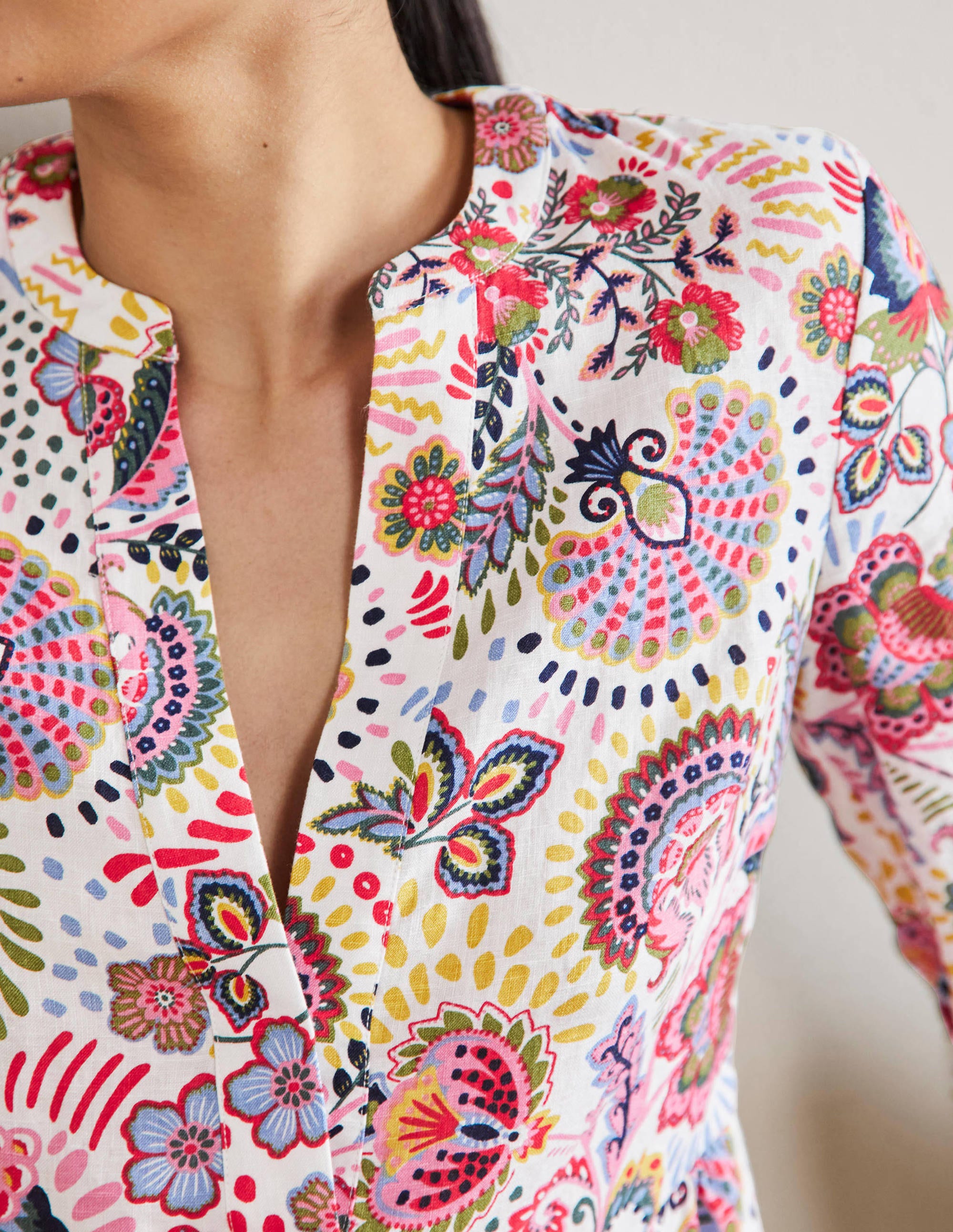 Relaxed Linen Tiered Dress-Multi, Decorative Meadow - Image 2