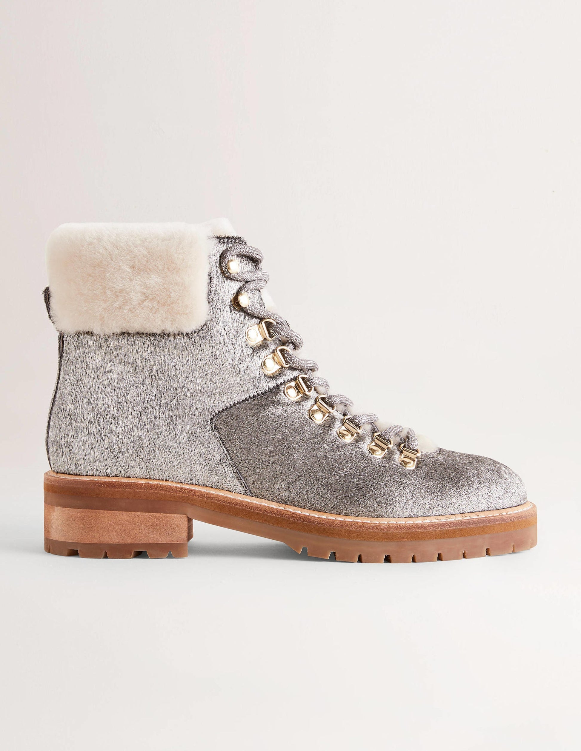 Lace-up Hiking Boots-Silver-1