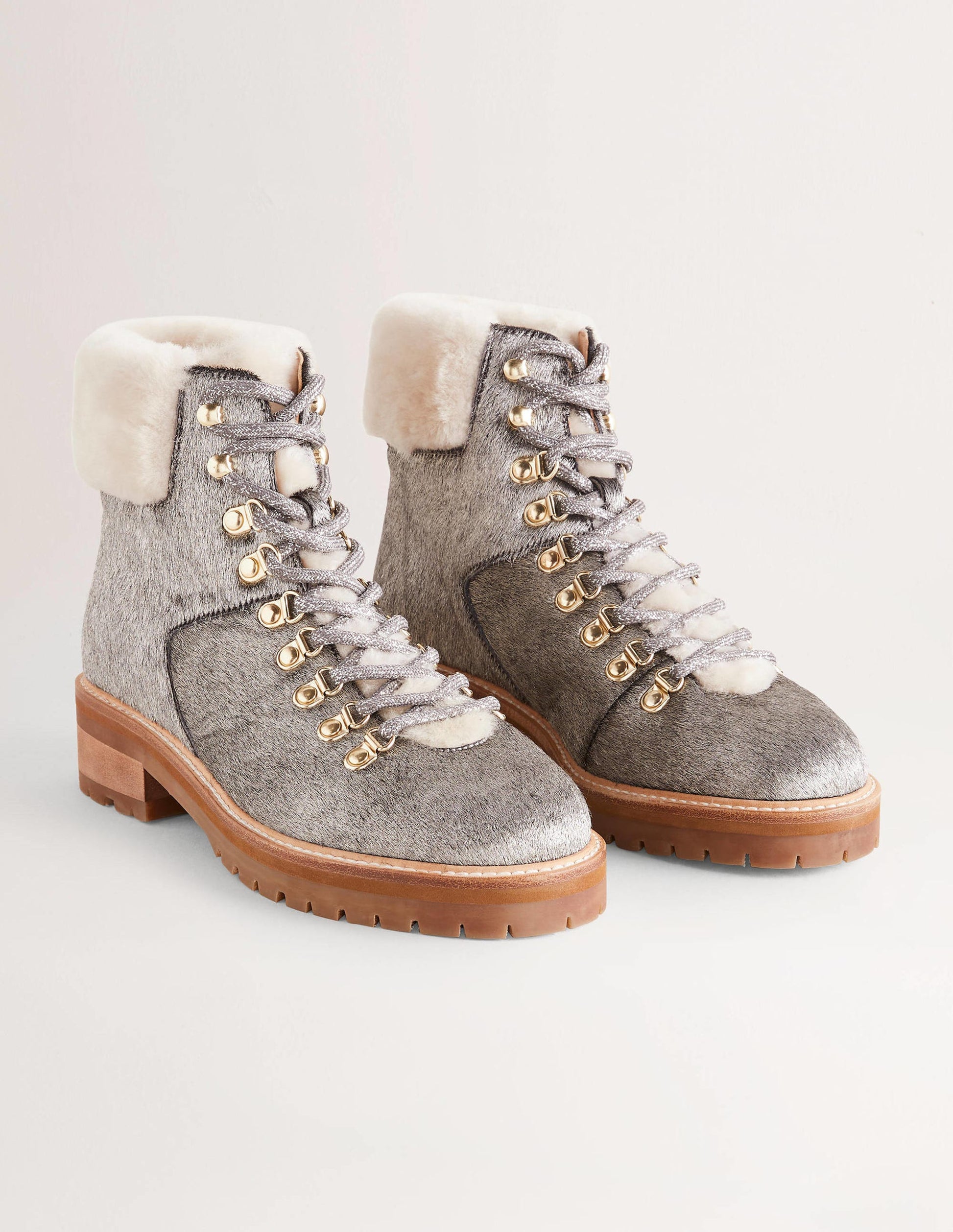 Lace-up Hiking Boots-Silver-2