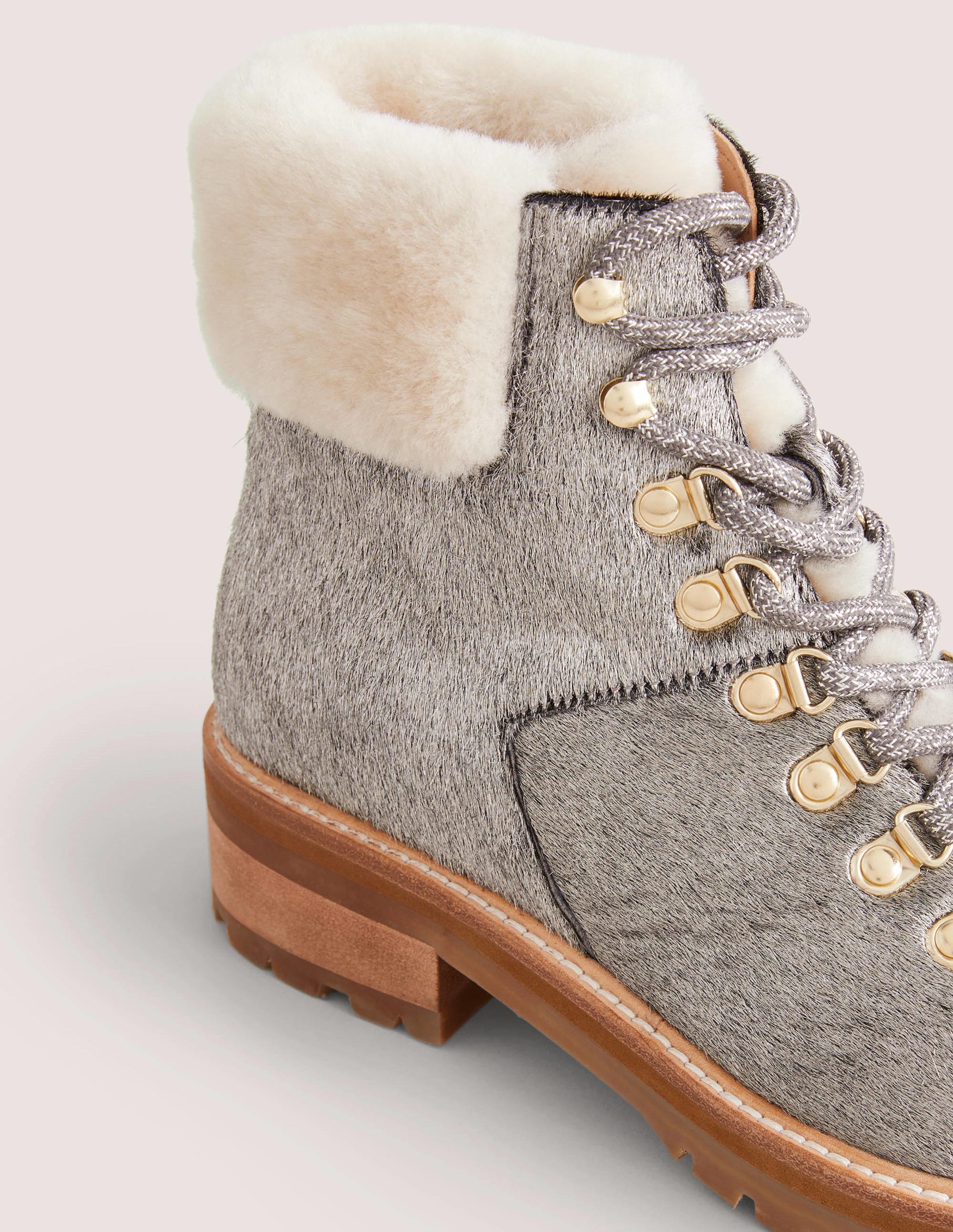 Lace-up Hiking Boots-Silver - Image 3