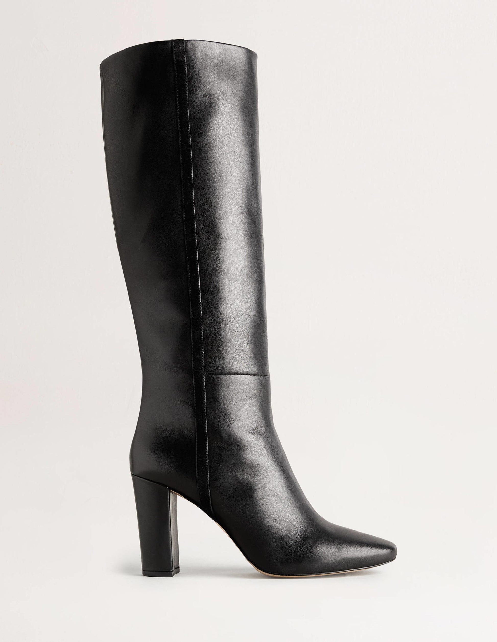 Knee High Leather Boots-Black-1
