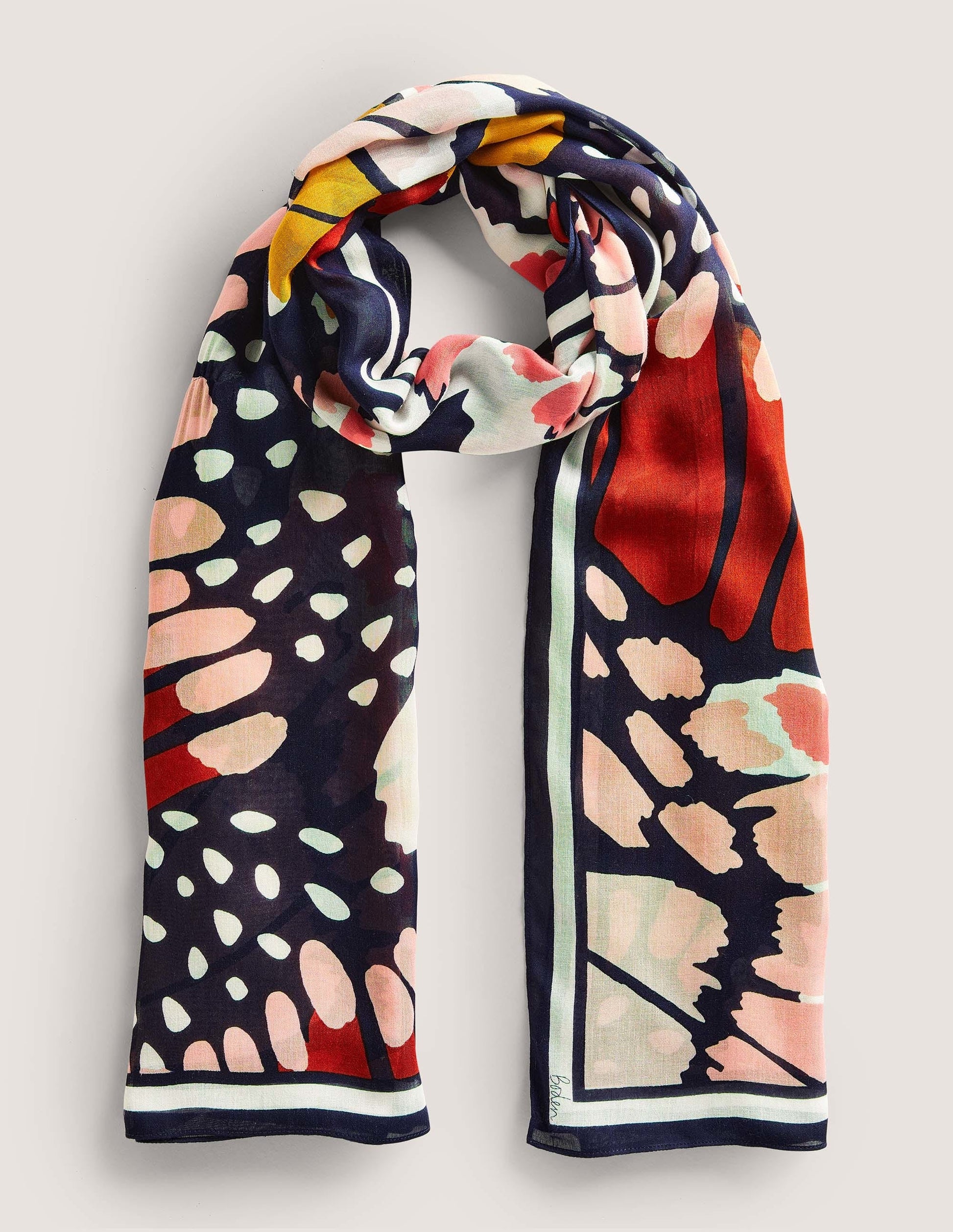 Printed Modal Scarf-Multi, Petal Stamp-1