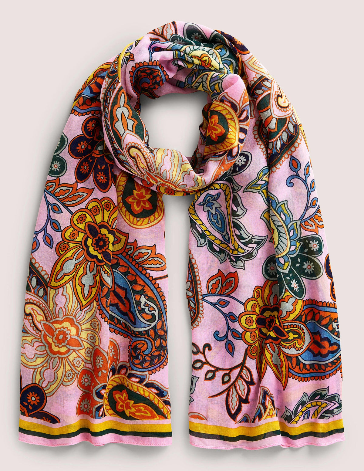 Printed Modal Scarf-Cherry Blossom, Paisley Charm - Image 1