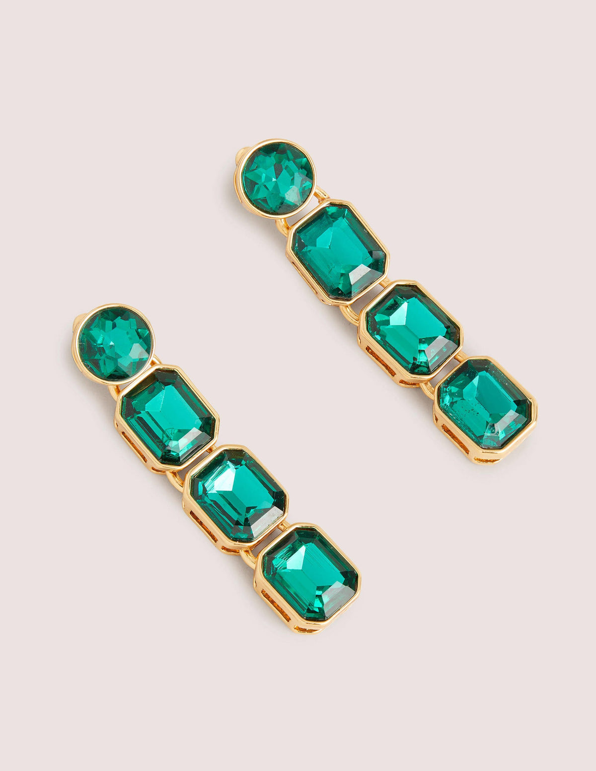Long Jewel Drop Earrings-Green-1