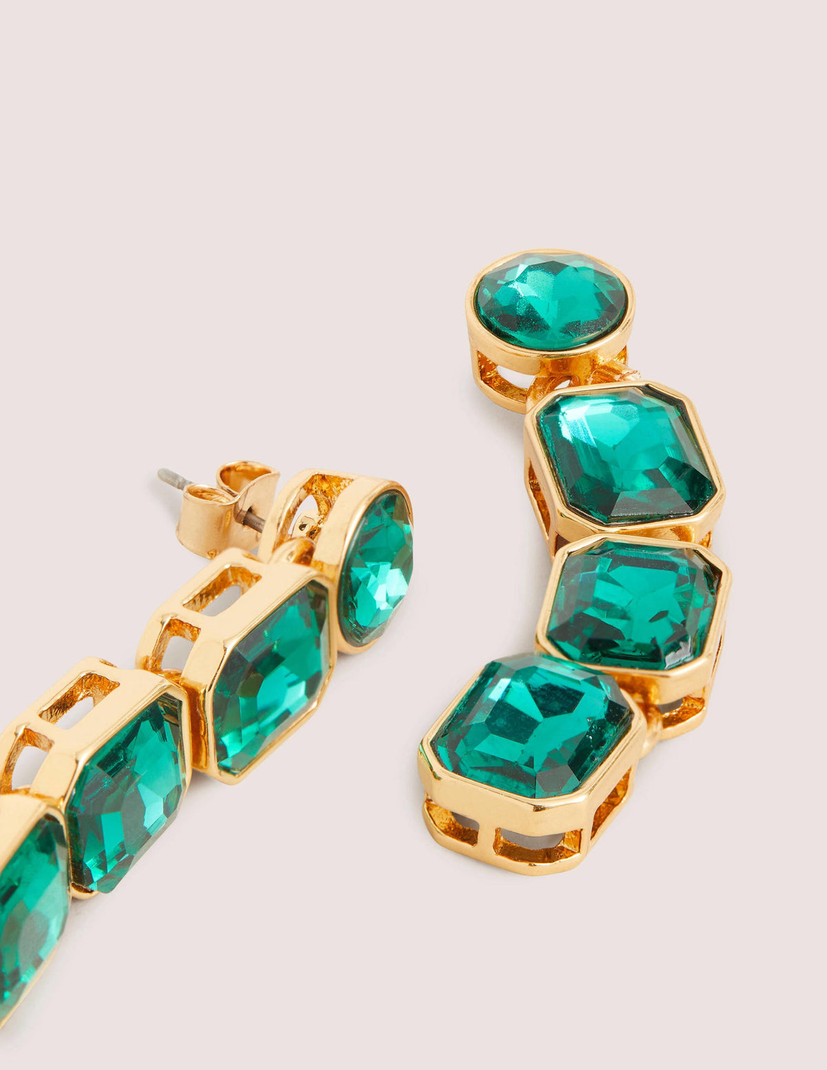 Long Jewel Drop Earrings-Green-2
