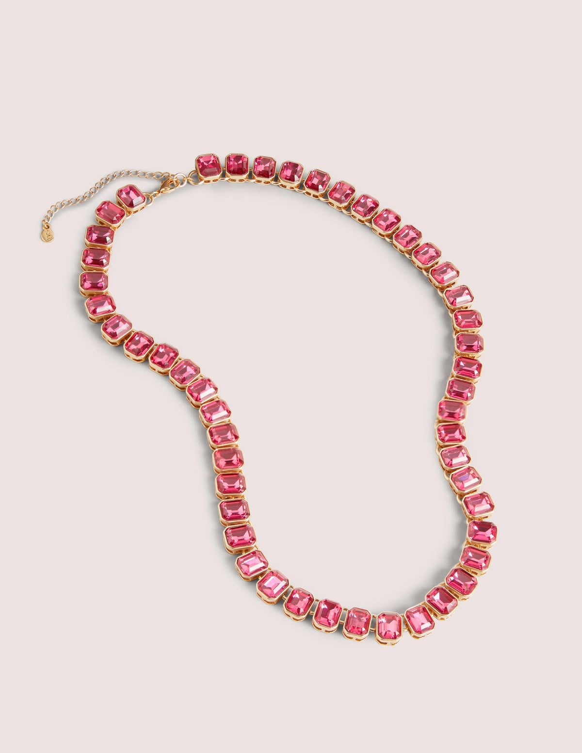 Long Jewelled Necklace-Pink-1