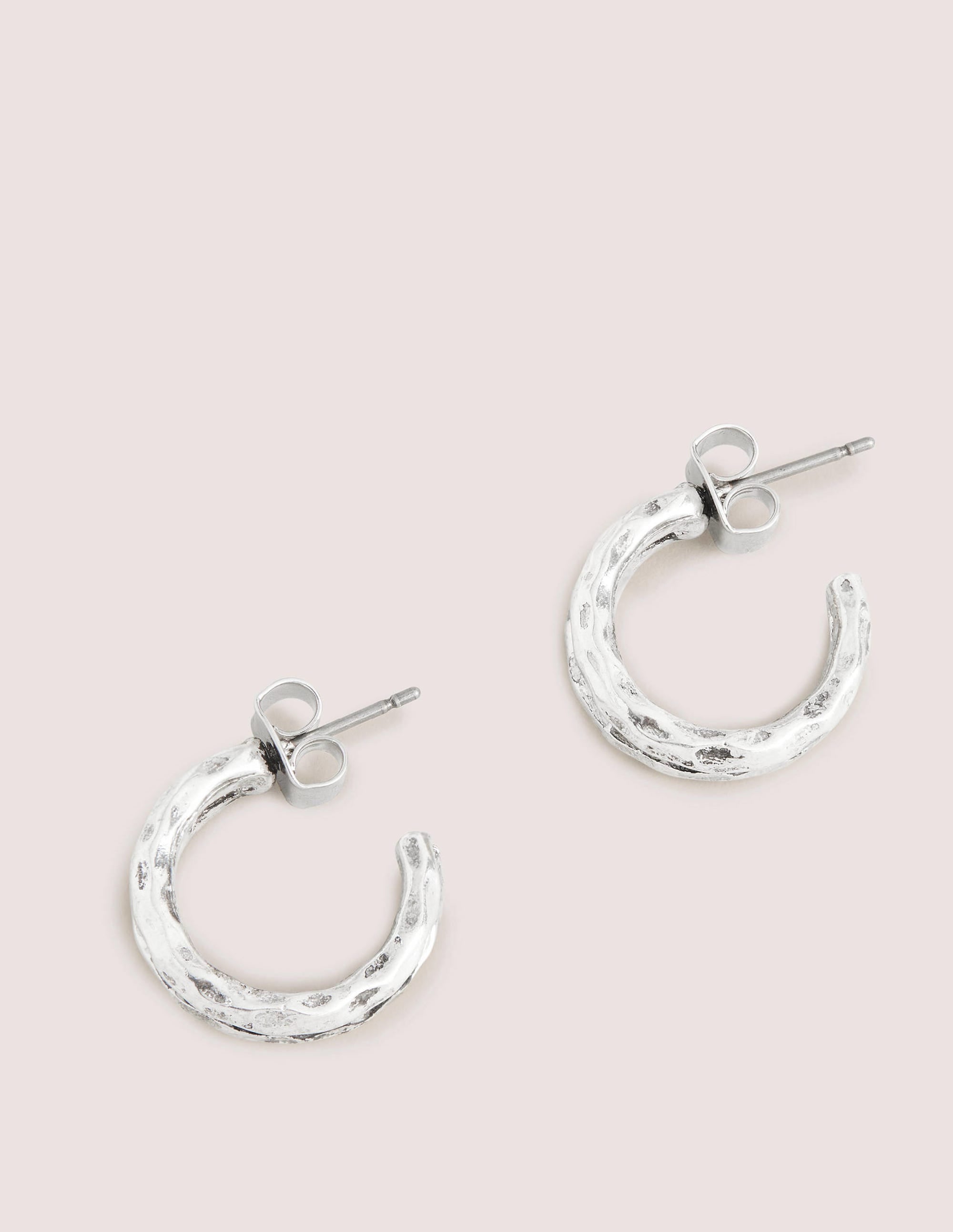 Small Double Hoop Earrings-Silver - Image 2