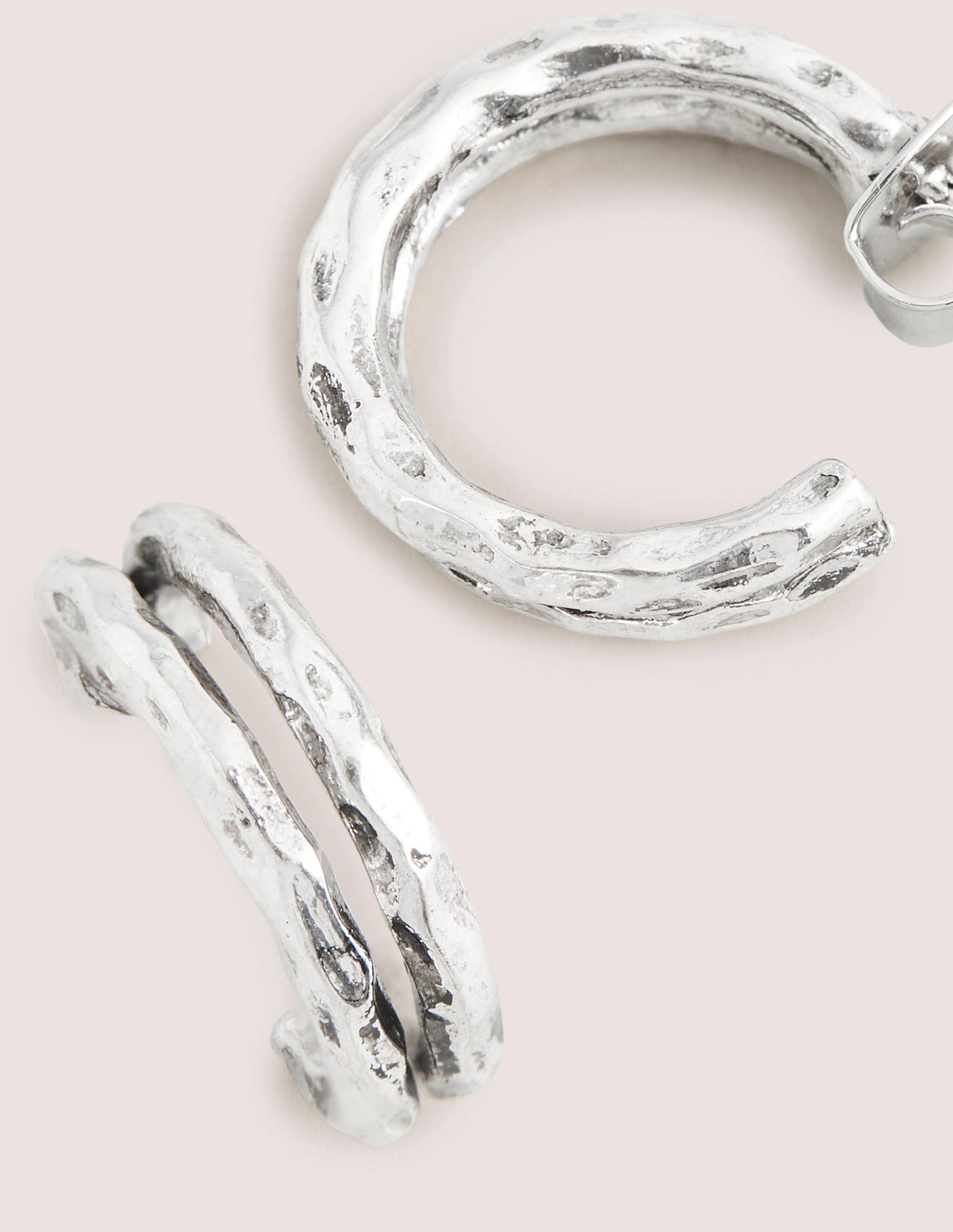 Small Double Hoop Earrings-Silver-3