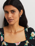 Small Double Hoop Earrings-Silver